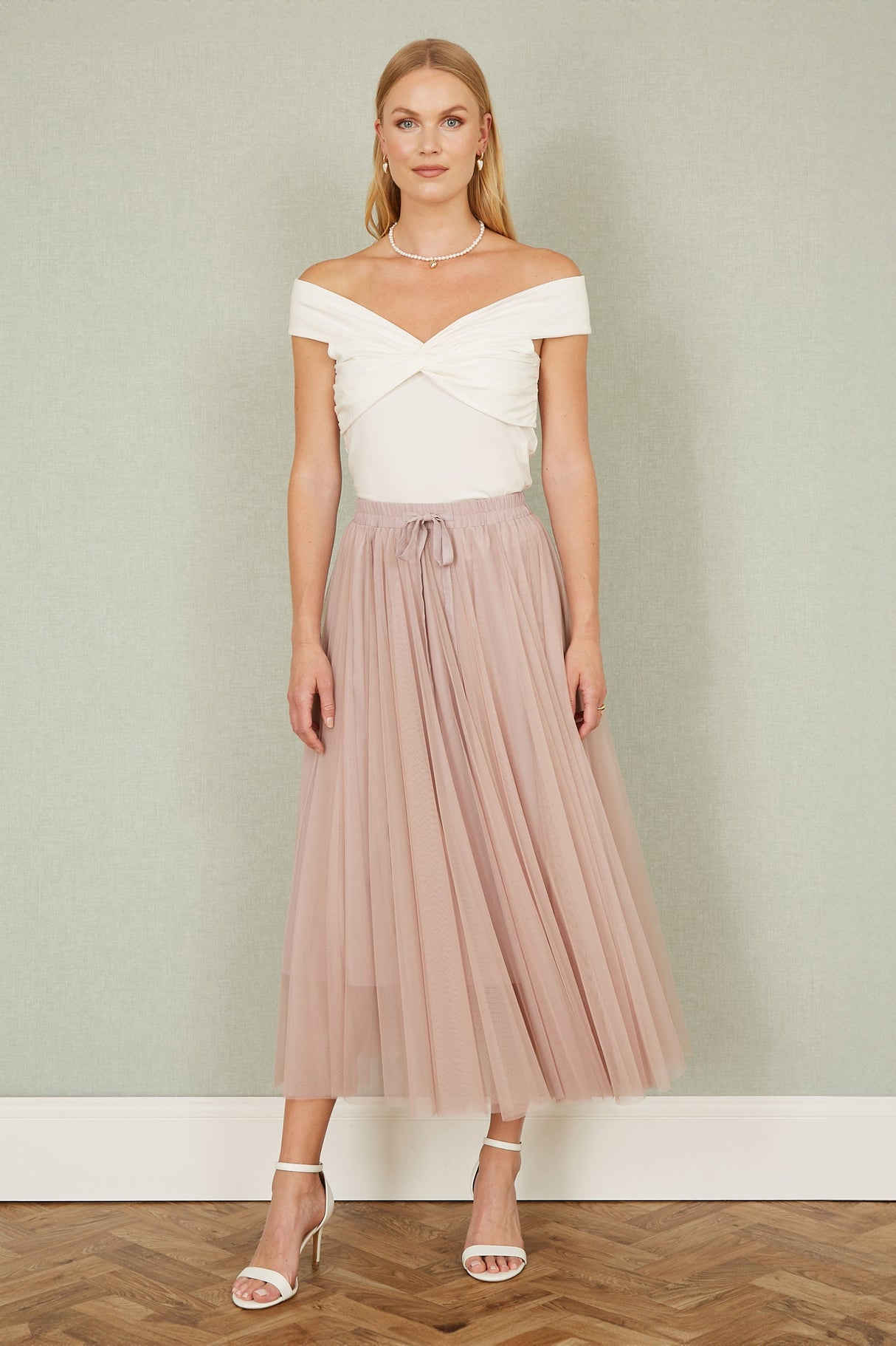 Yumi Blush Pink Mesh Tulle Skirt
