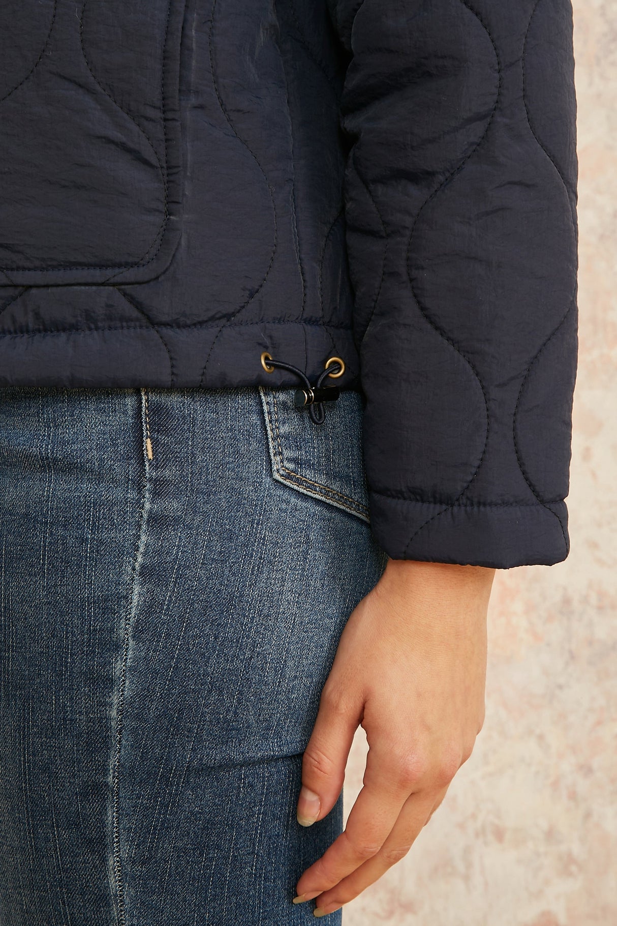 Yumi Navy Short Quilted Jacket