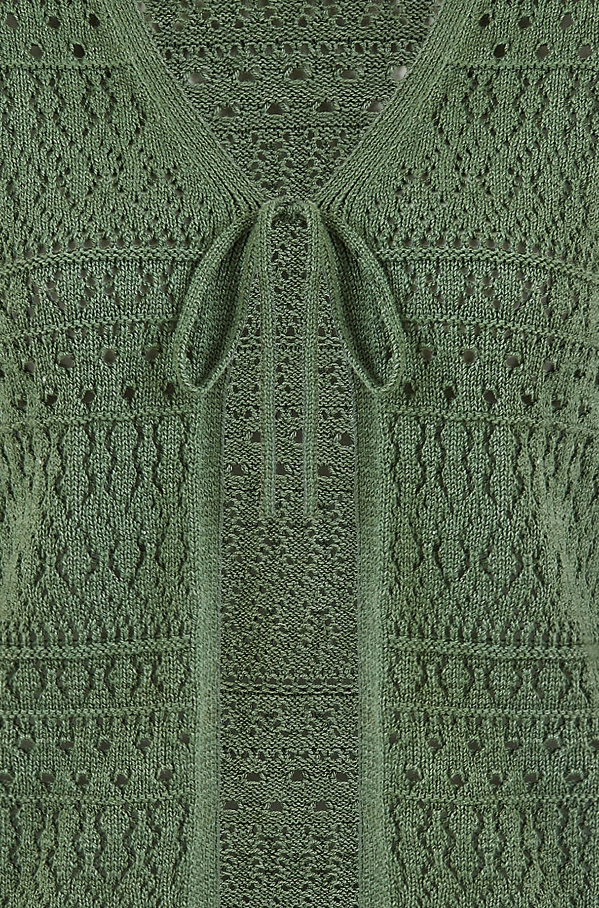 Yumi Green Crochet Tie Front Cardigan