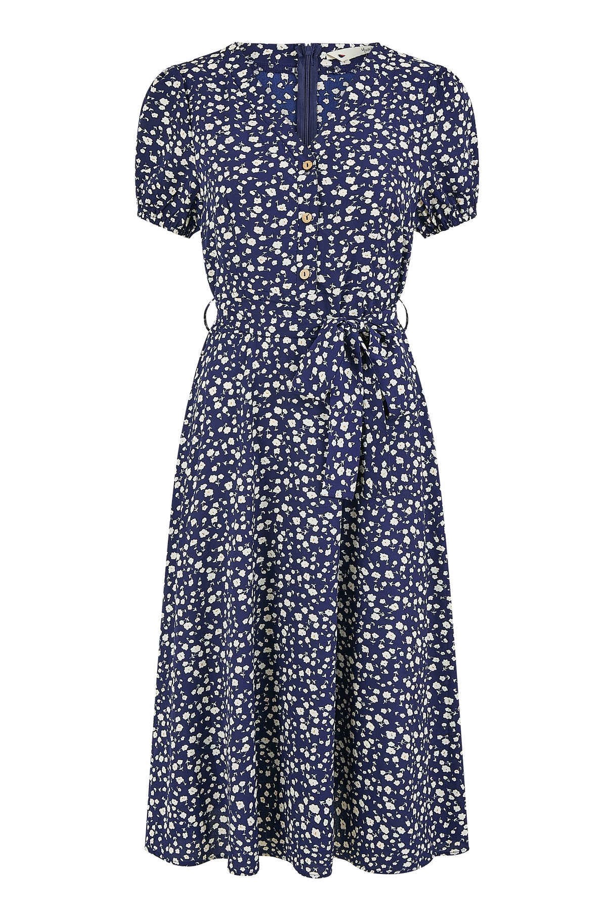 Yumi Navy Geo Print Retro Style Shirt Dress