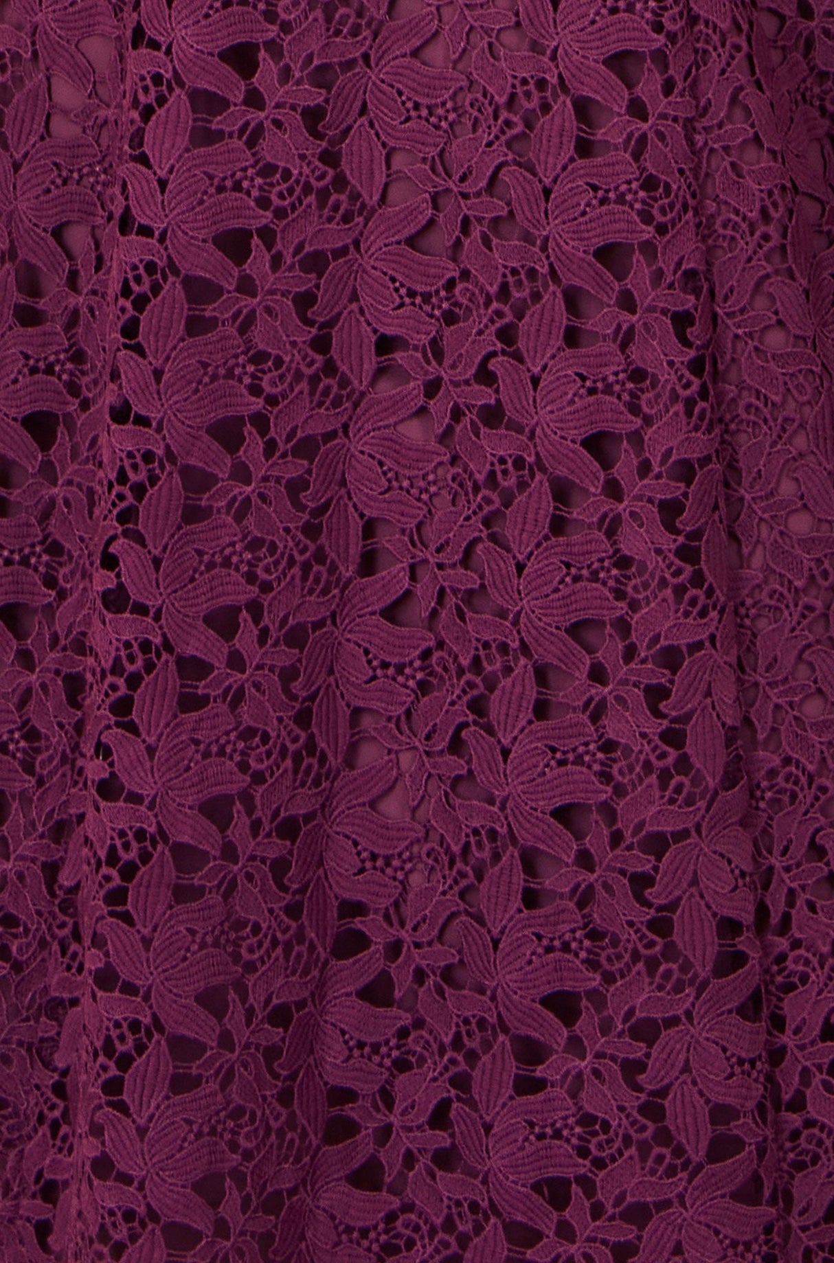 Yumi Burgundy Stretch Lace Puff Sleeve Midi Dress