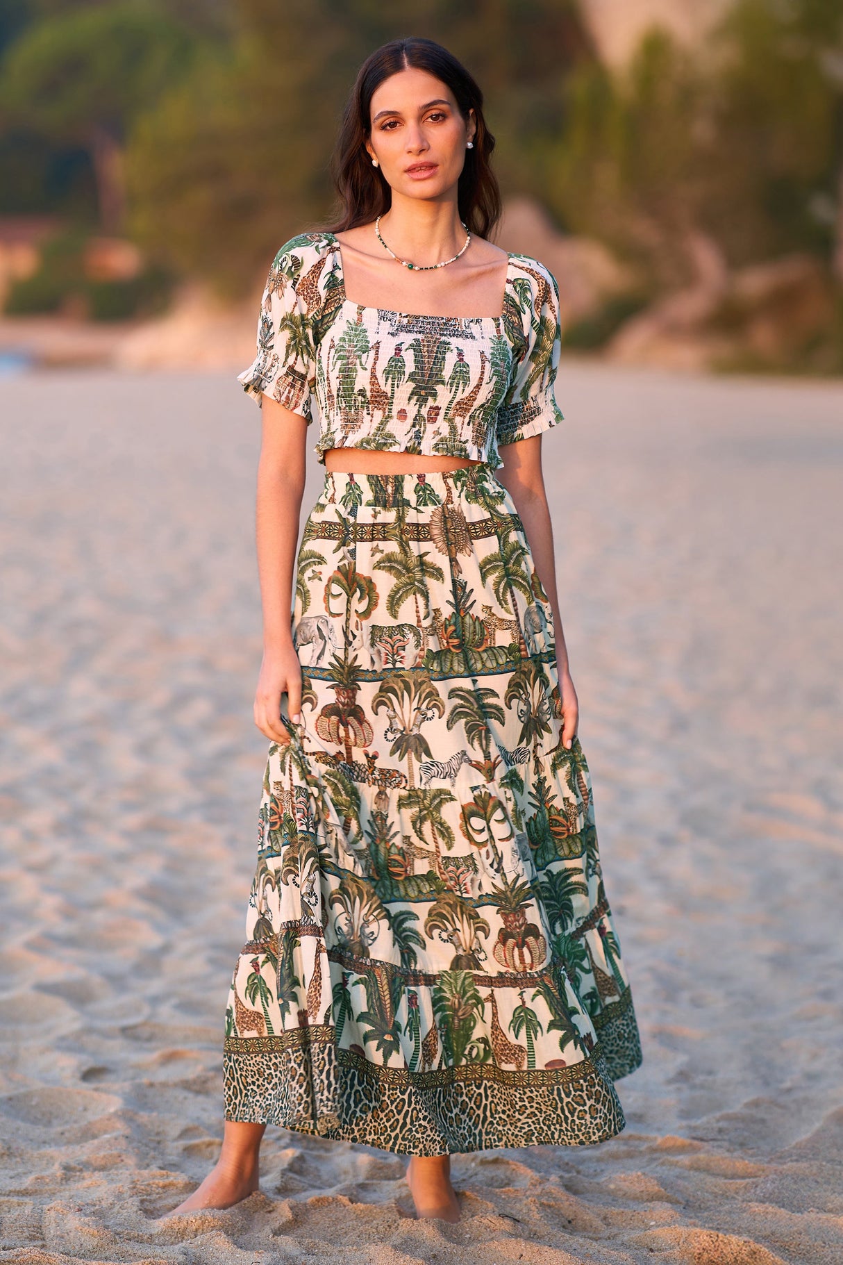 Yumi White Cotton Voile Safari Midi Skirt