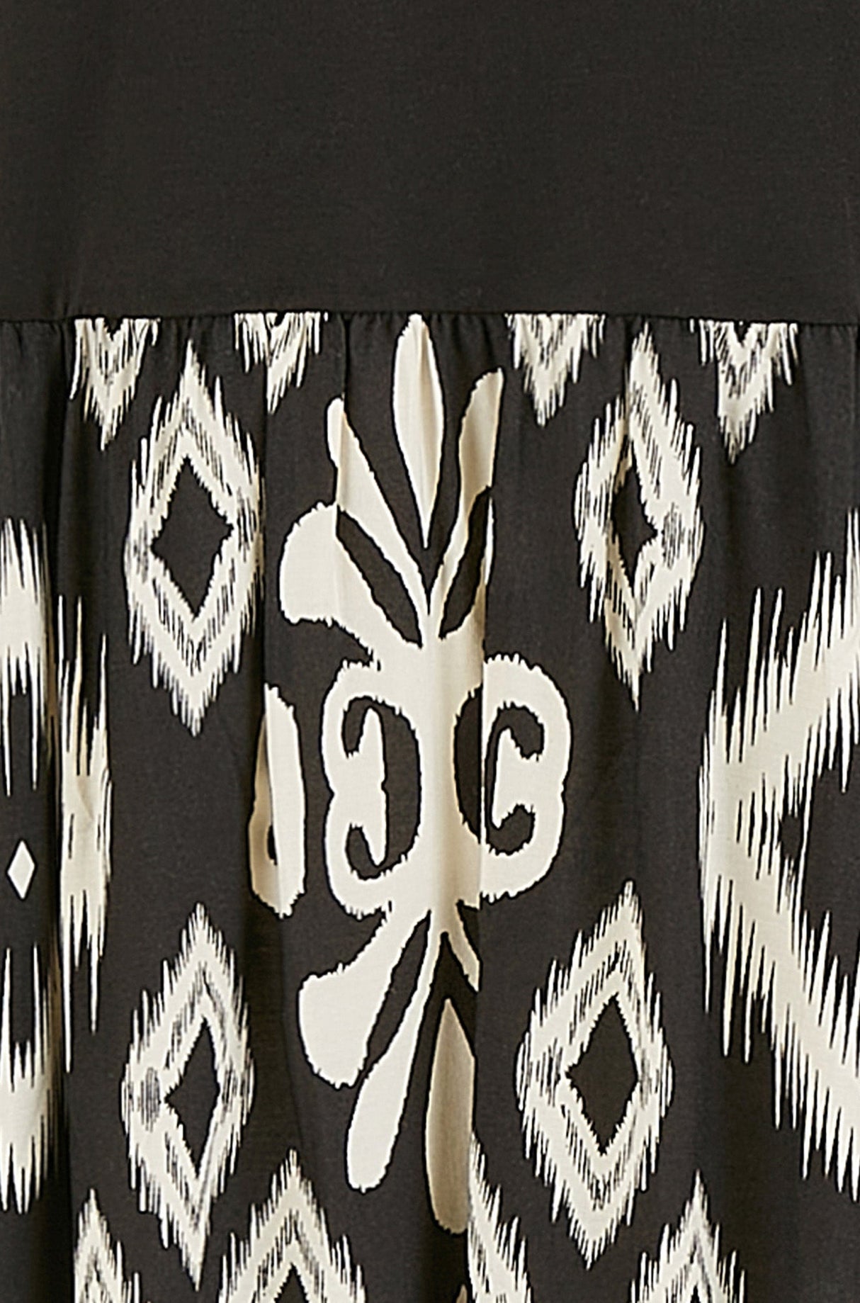 Yumi Black Jersey Stretch Top And Ikat Skirt Midi Dress