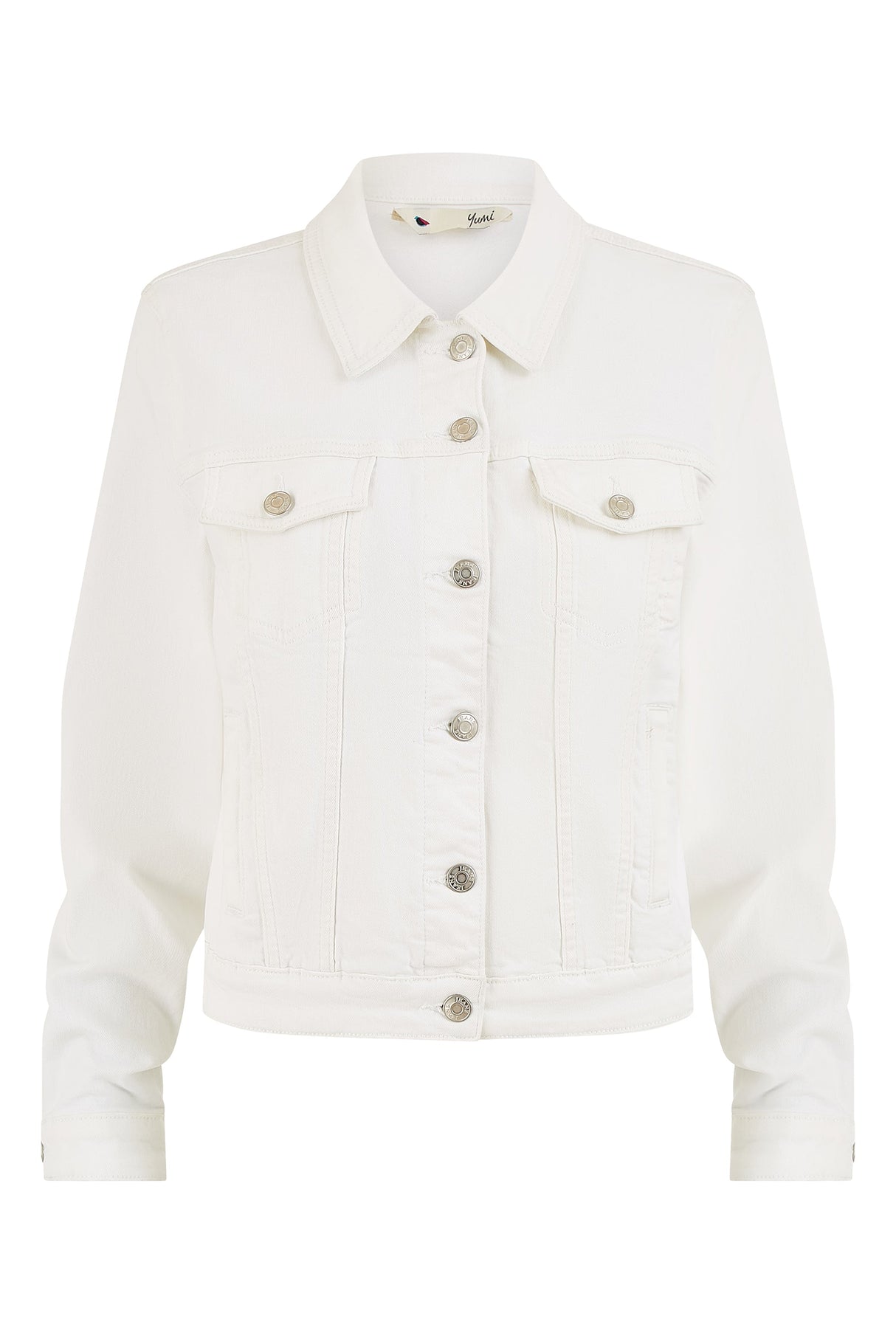 Yumi White Stretch Cotton Denim Jacket