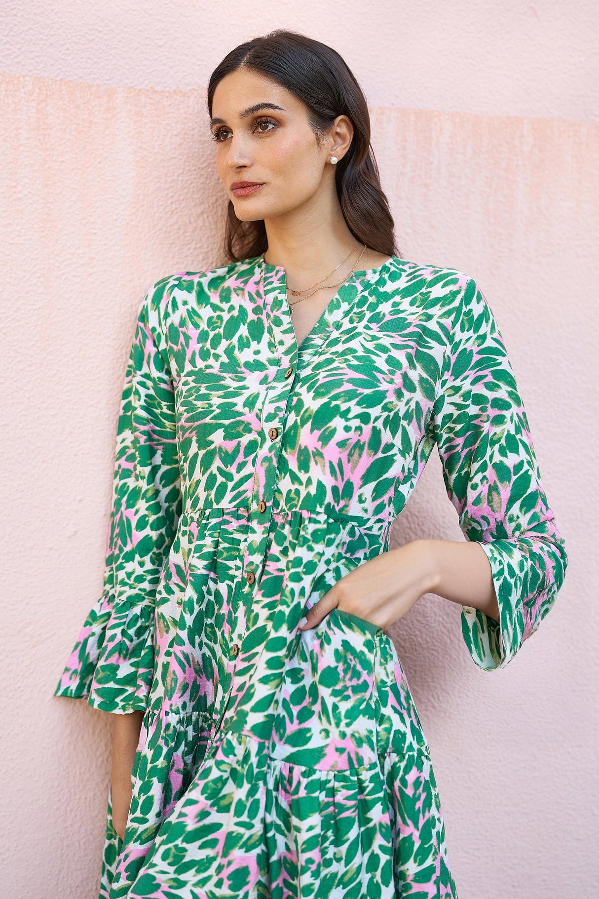 Yumi Green Leopard Print Tunic