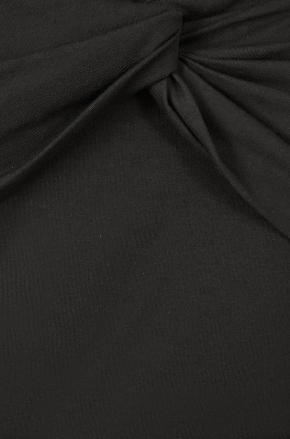 Yumi Black Jersey Cotton Bardot Top With Knot Detail