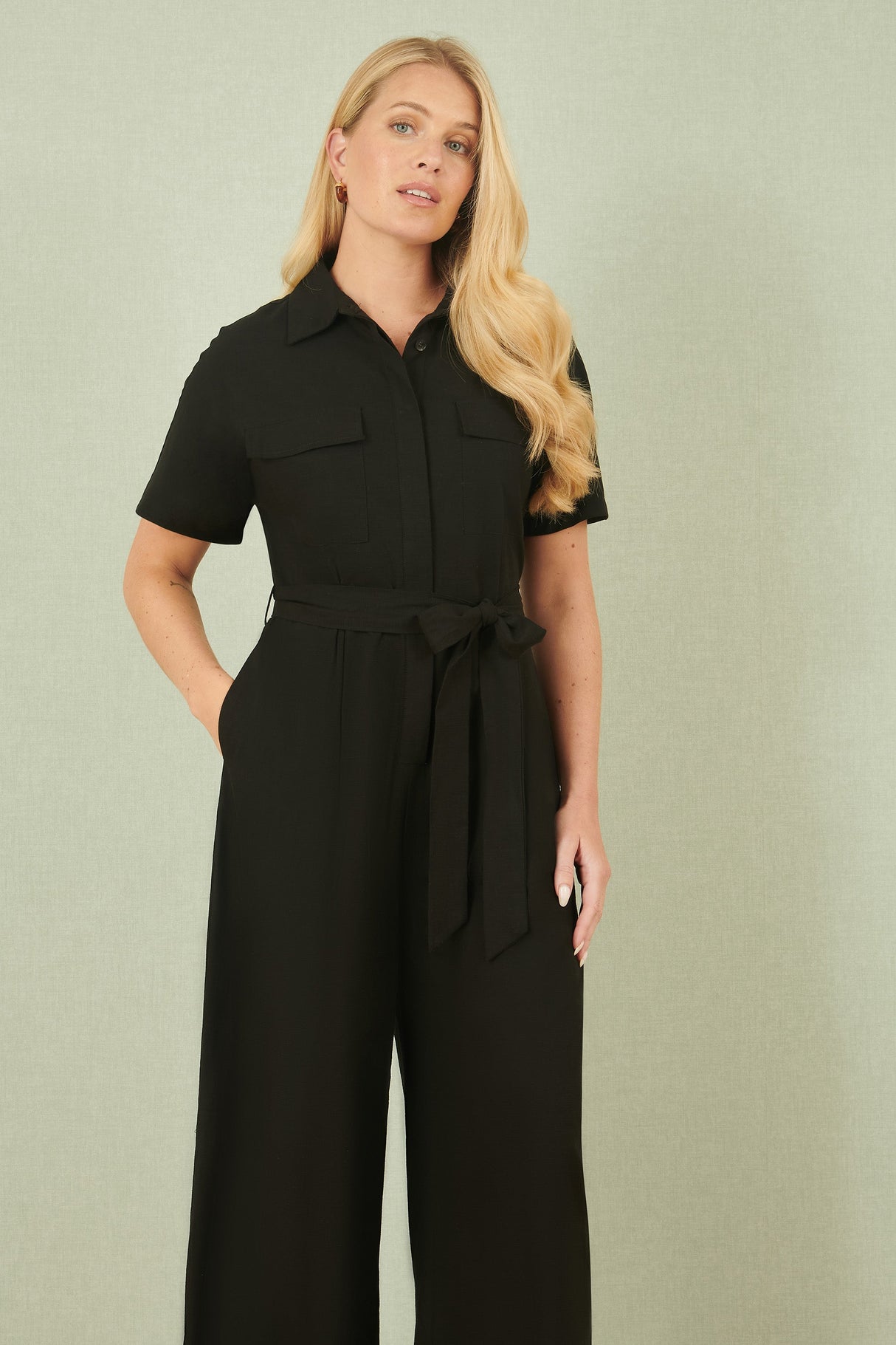 Yumi Black Utility Relaxed Fit Jumpsuit