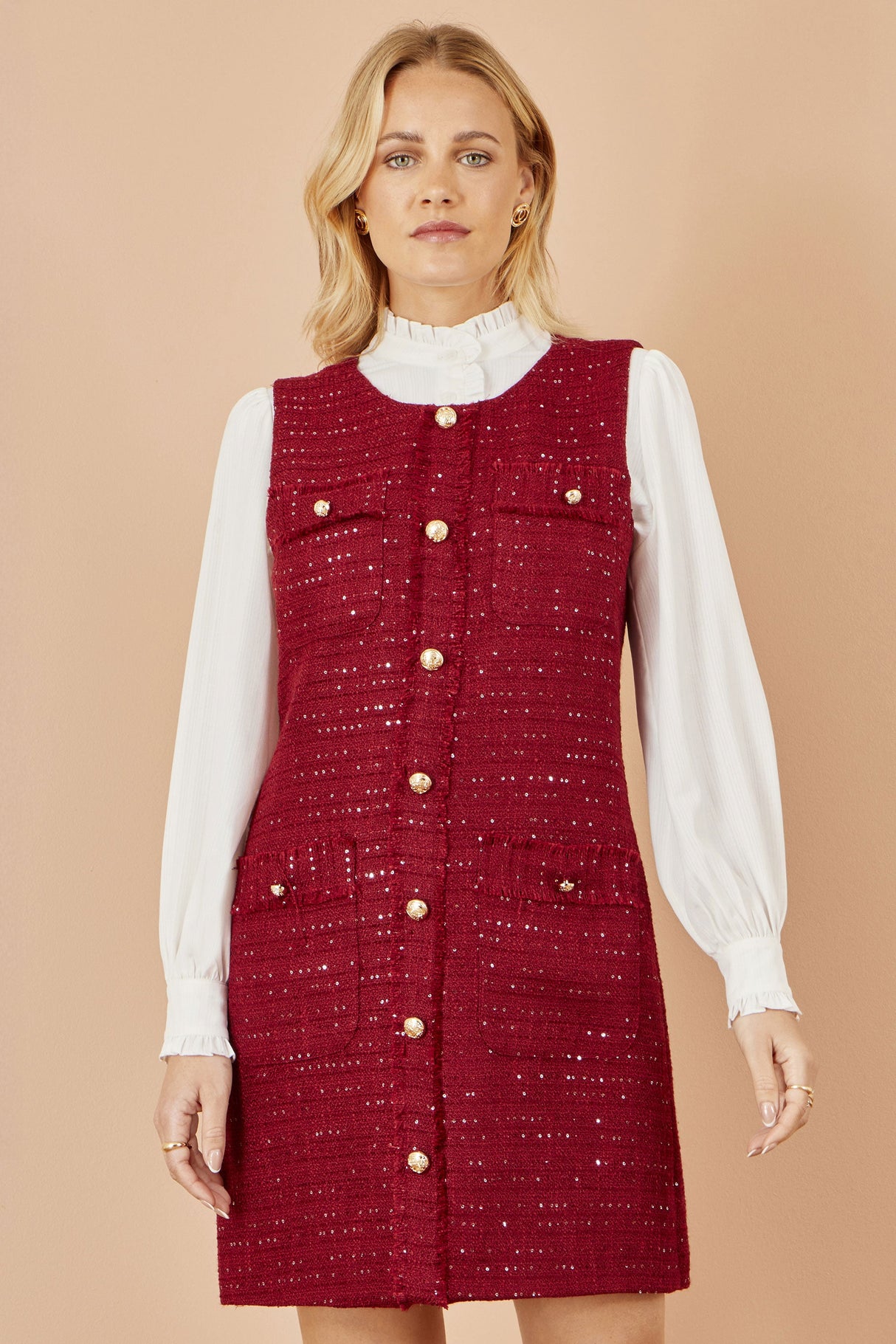 Yumi Burgundy Boucle Tunic Dress