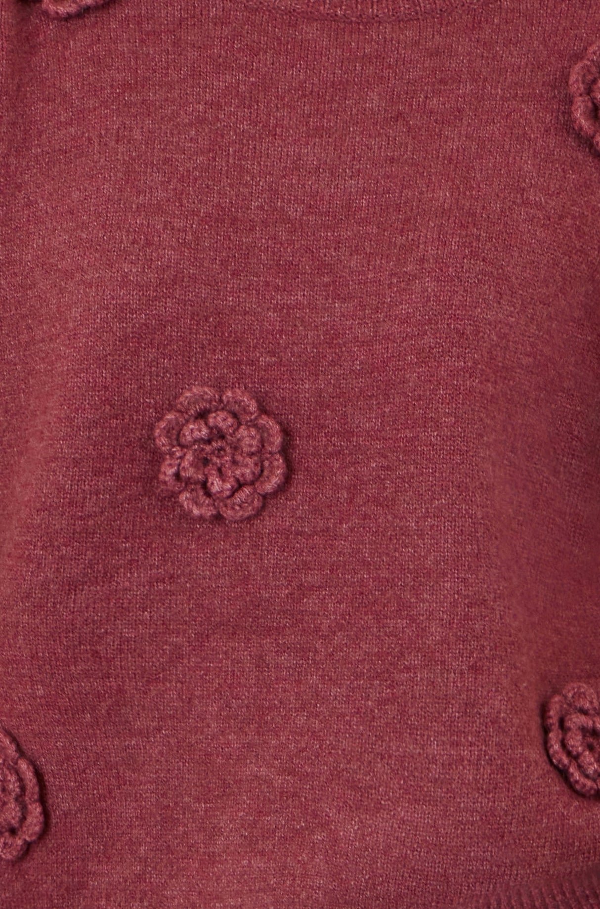 Yumi Burgundy Knitted Jumper With Crochet Flowers