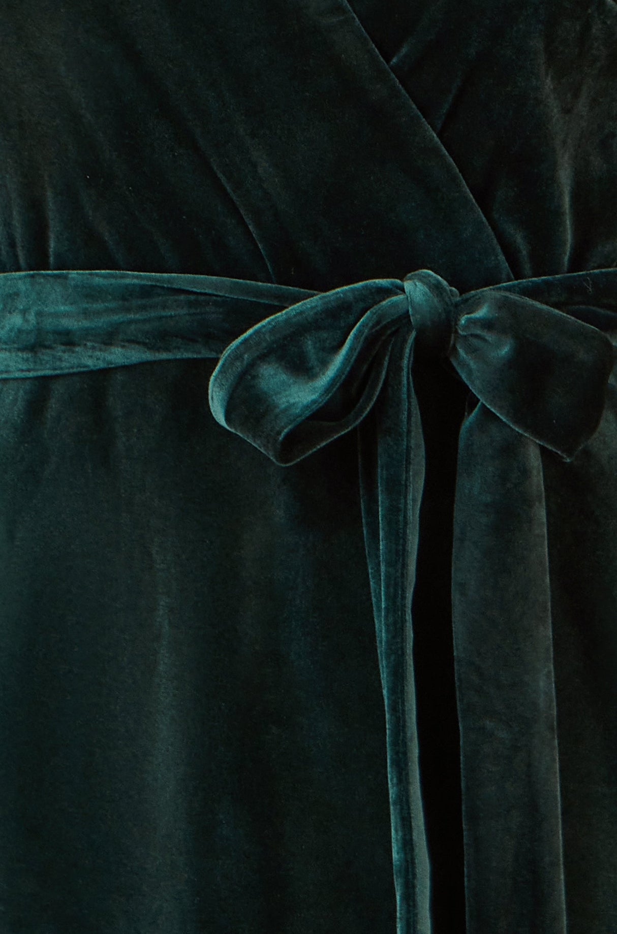 Yumi Green Velvet Wrap Midi Dress With Contrast Hemline