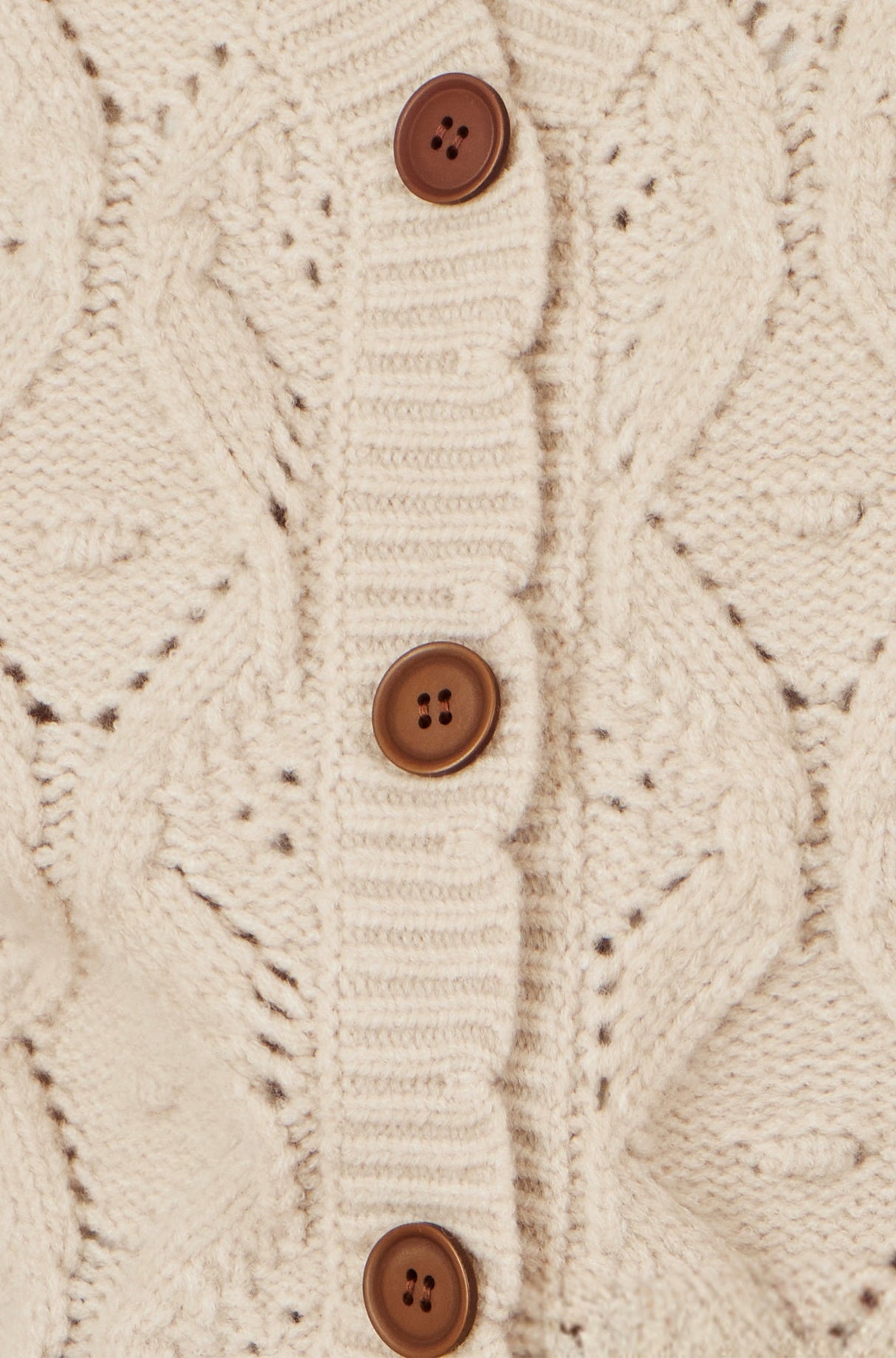 Yumi Oatmeal Button Up Chunky Cable Knit Waistcoat