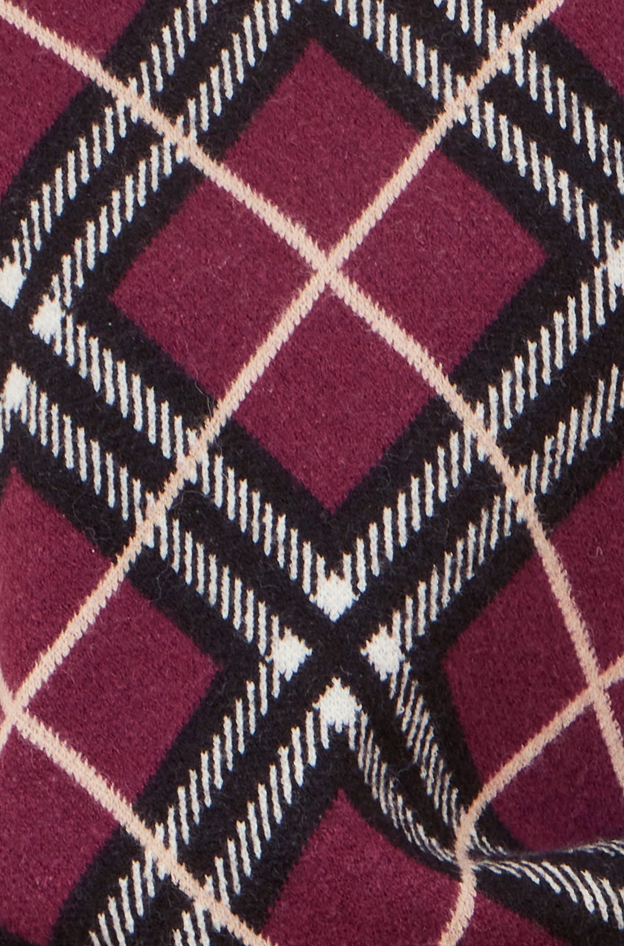 Yumi Burgundy Argyle Check Relaxed Jumper