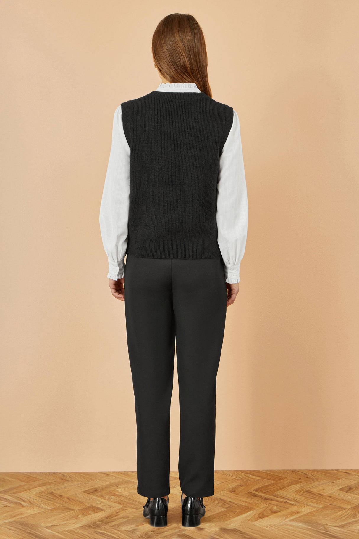 Yumi Black Flower Knitted Sleeveless Jumper Vest