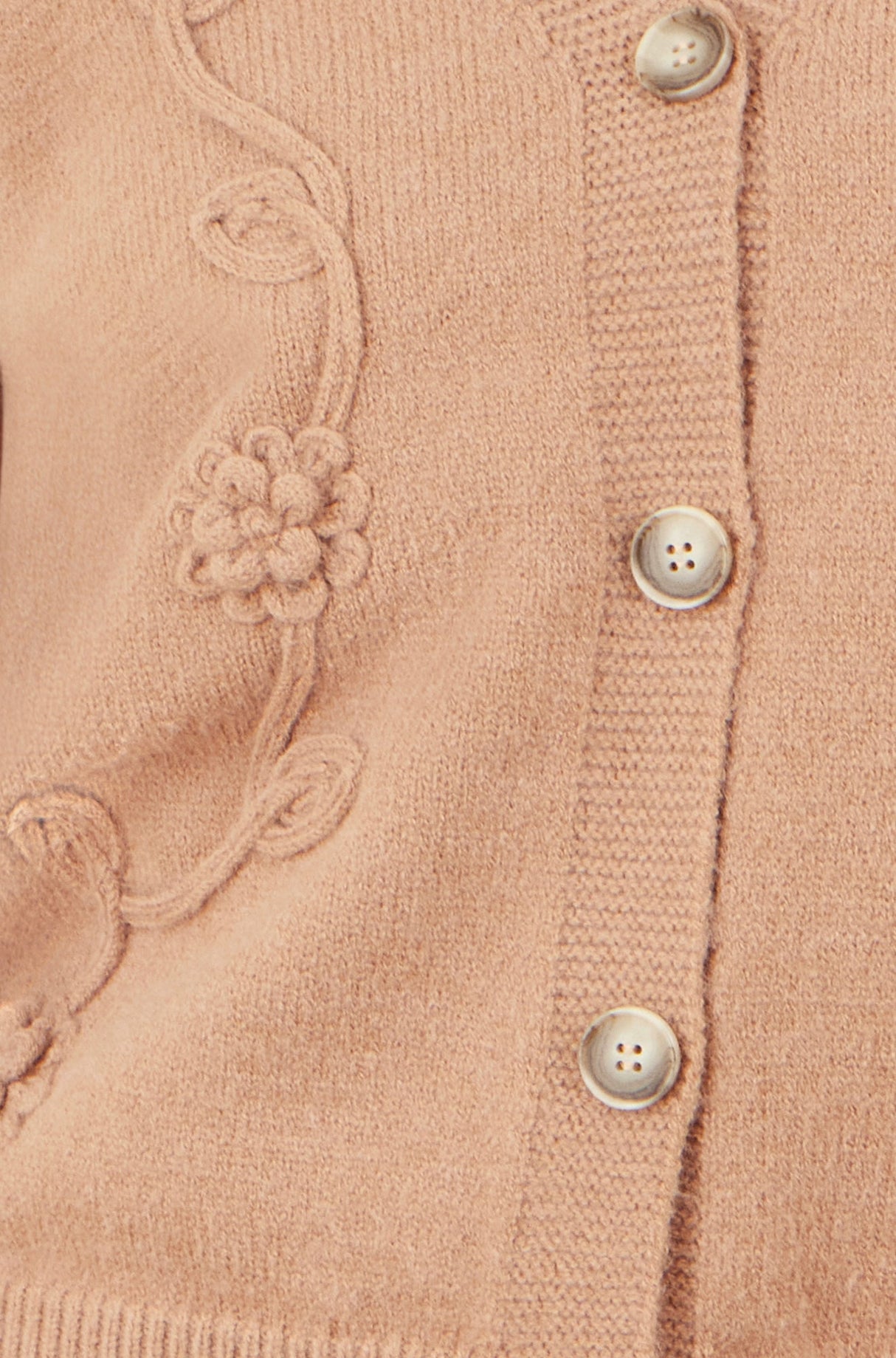 Yumi Brown Floral Embroidered Relaxed Fit Cardigan