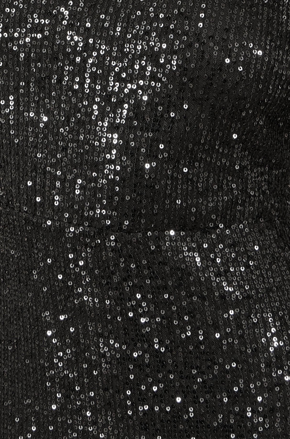 Yumi Black Sequin Fitted Midi Dress With Flute Sleeves