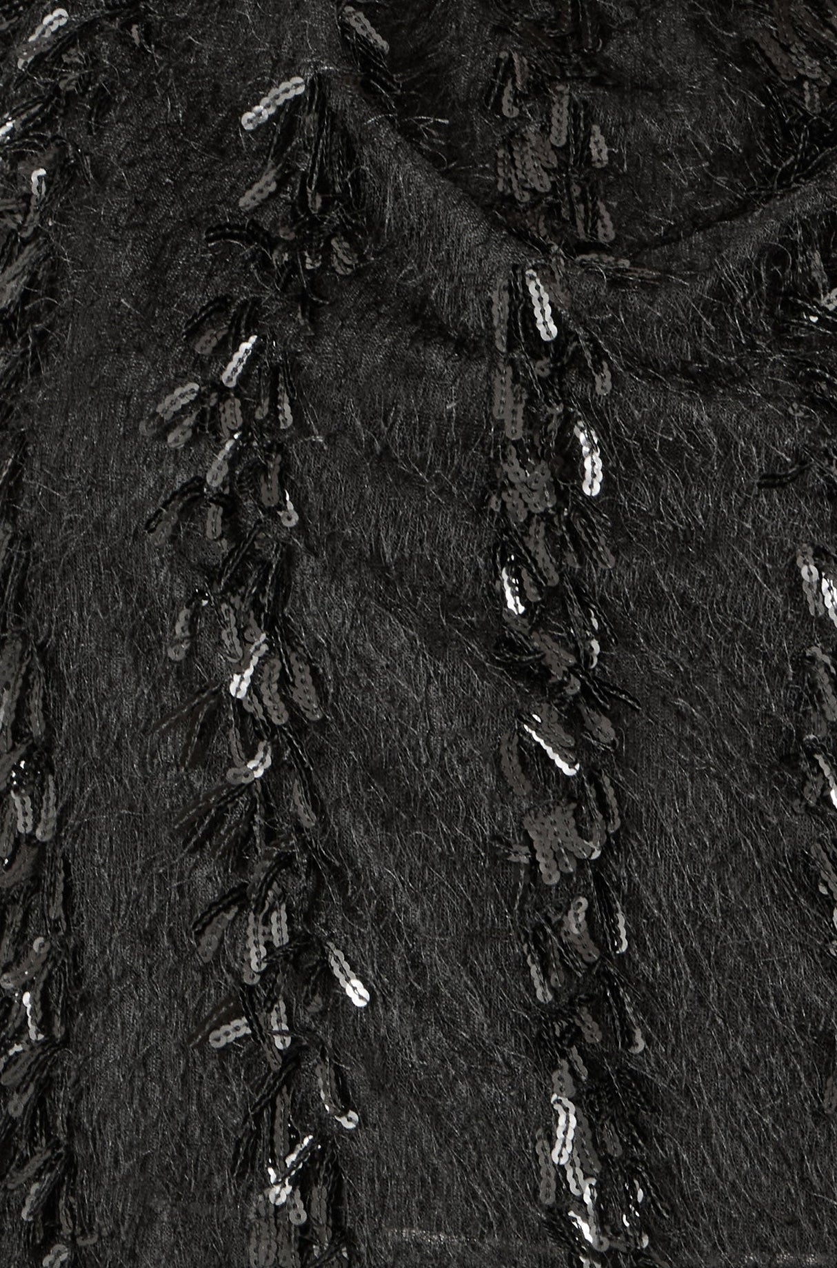 Yumi Black Hanging Sequin Long Sleeve Top