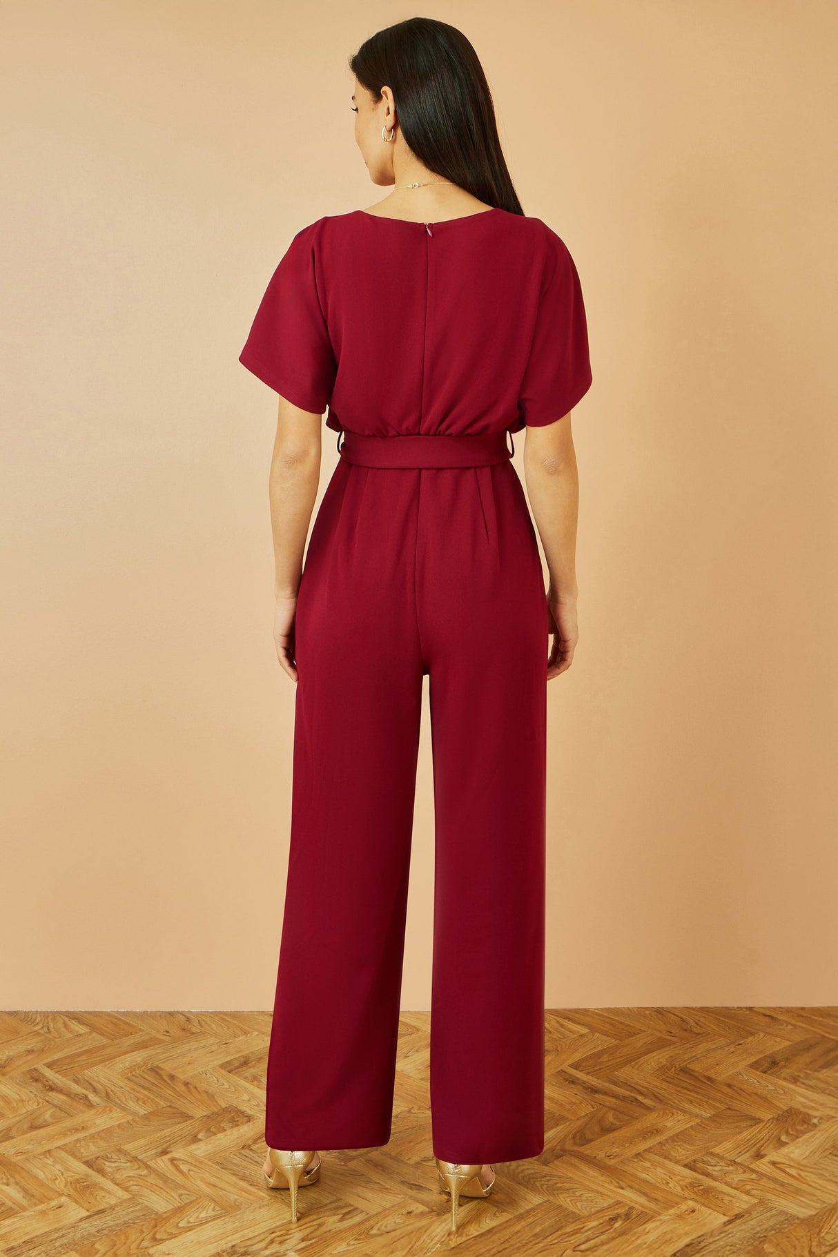 Yumi Burgundy Batwing Stretch Jumpsuit
