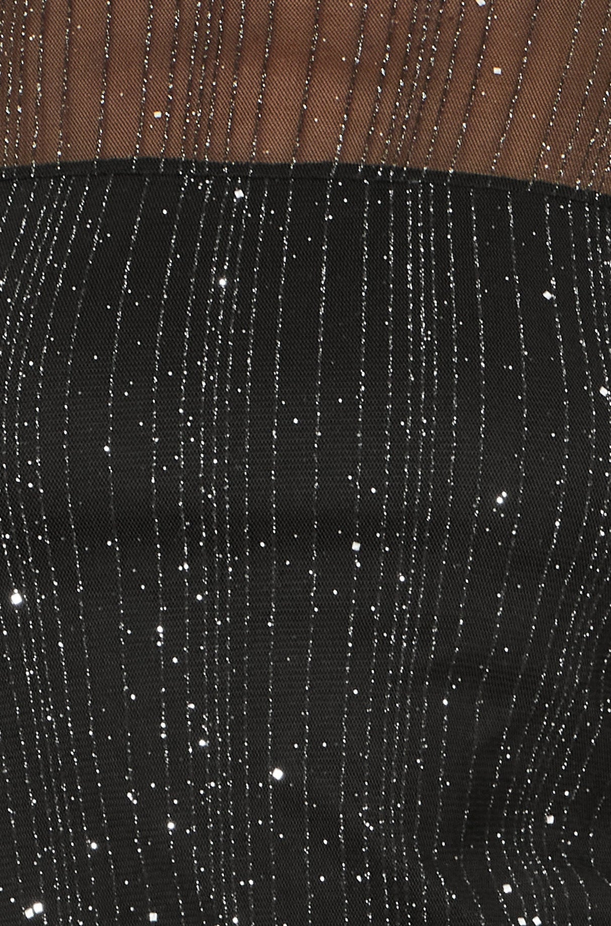 Yumi Black Sparkle Print Mesh Stretch Fitted Top