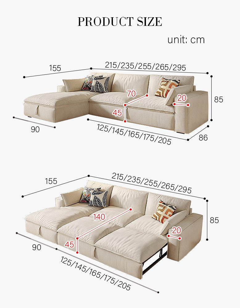 Acosta Corner Sofa Bed With Storage, Suede