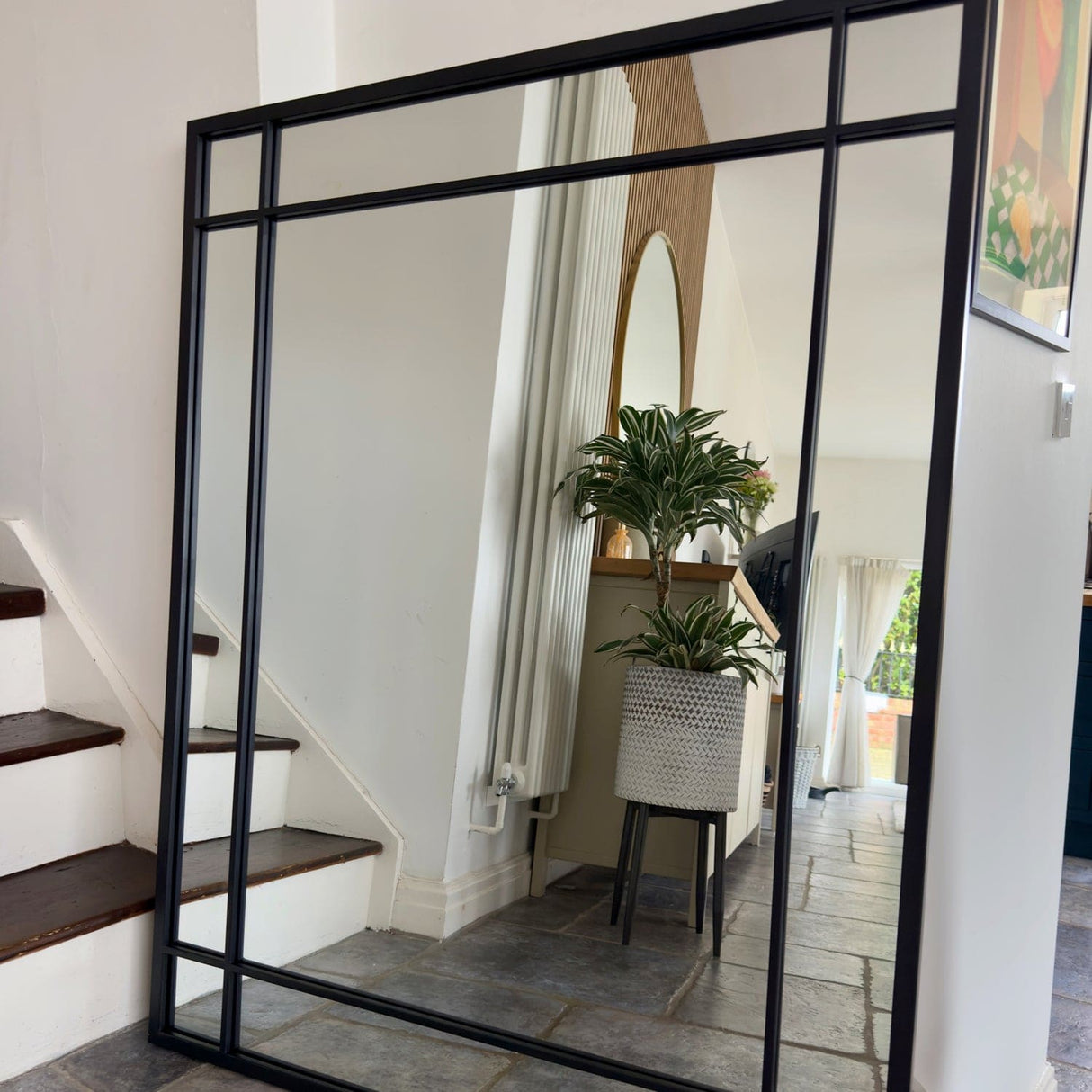 Aimi - Black Metal Rectangle Window Mirror - 95cm x 120cm.
