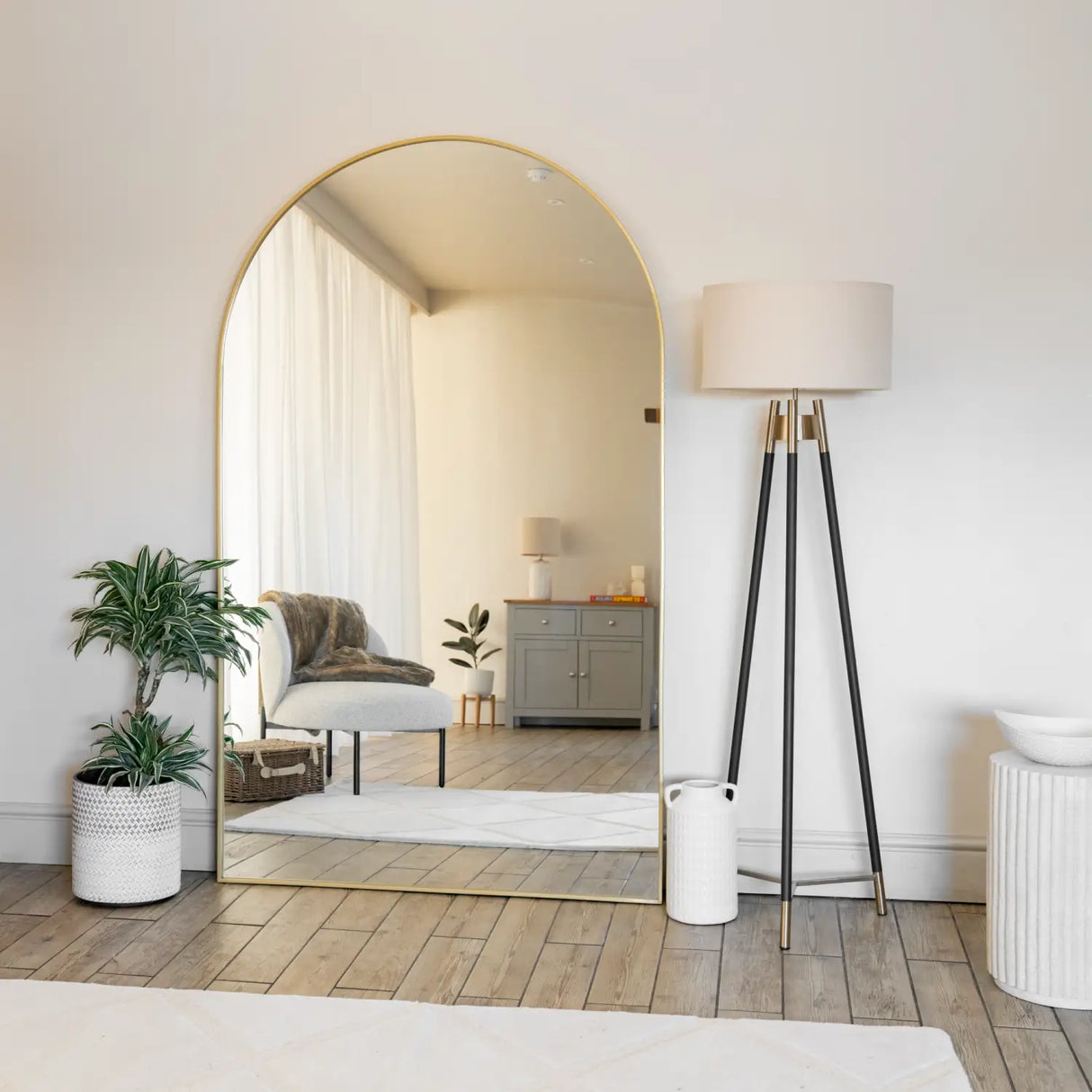 Akiko - Full Length Gold Metal Arched Mirror - 200cm x 120cm