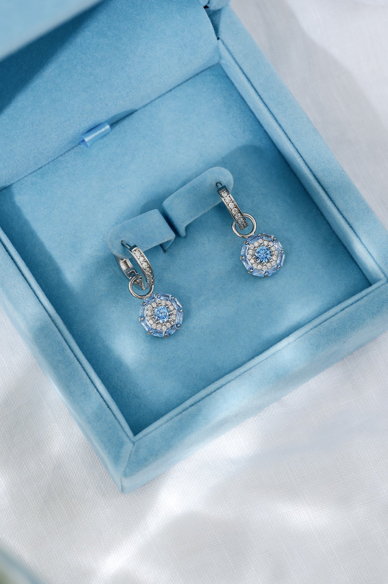 Something Blue Drop Earrings: Silver