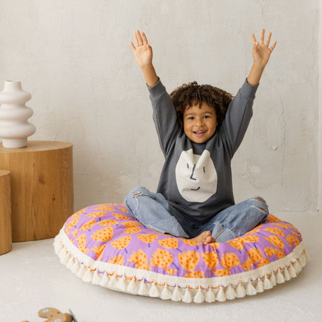 MINICAMP Large Kids Floor Cushion in Vibrant Tulip Pattern