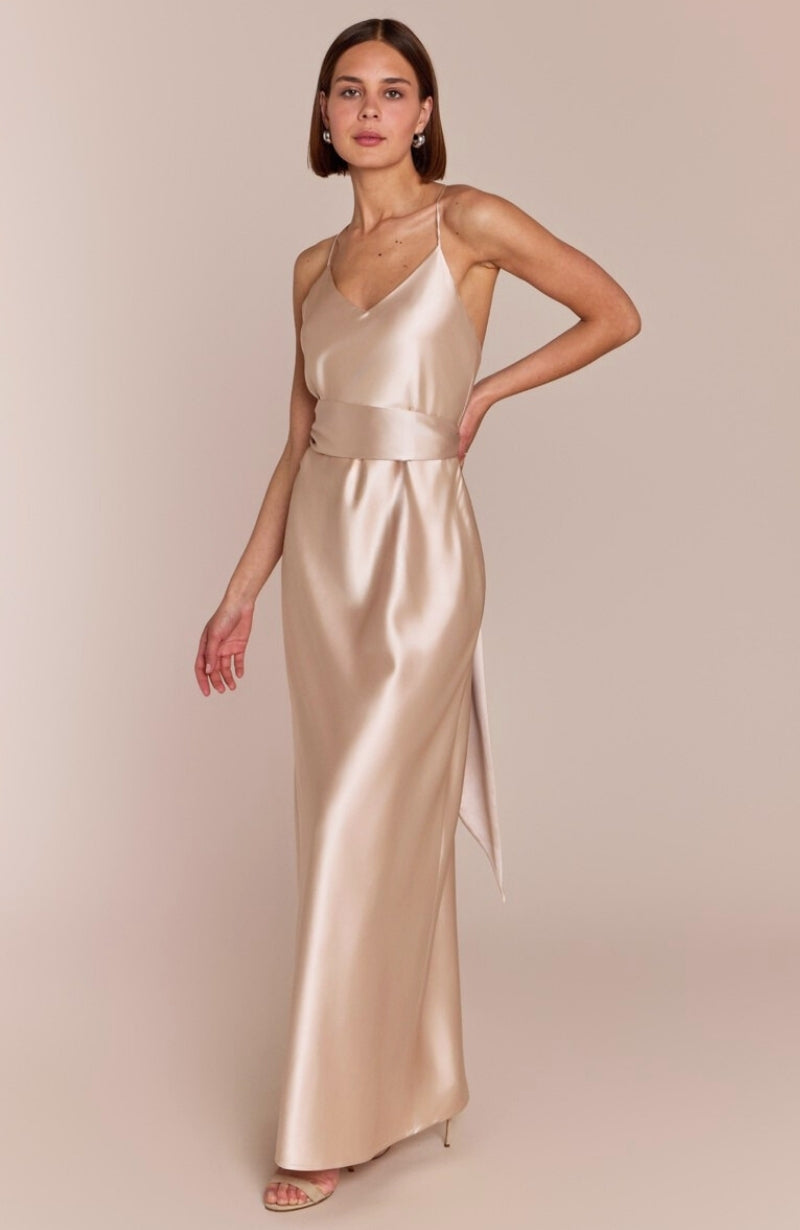 Brooklyn Dress in Champagne Satin