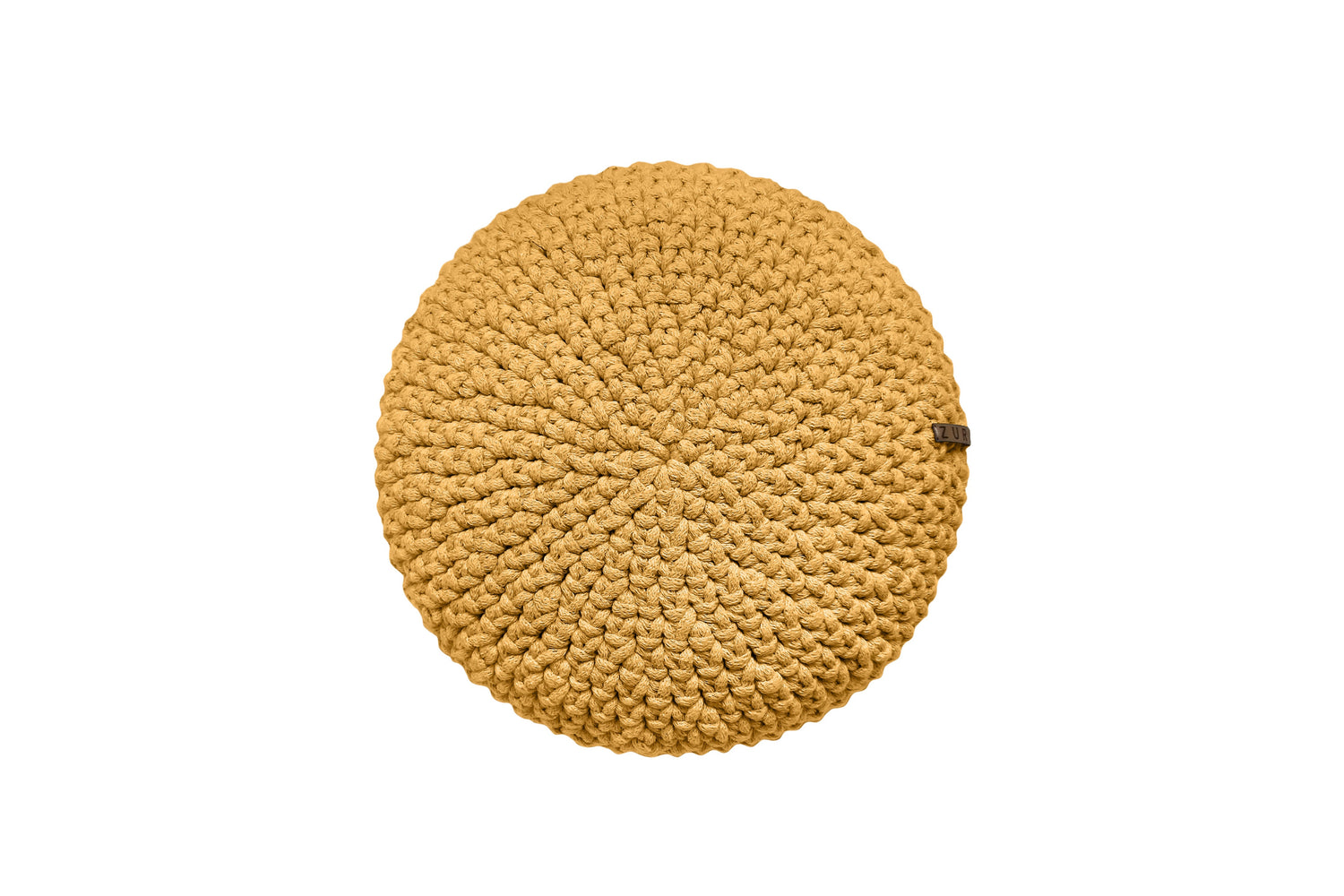 Crochet Round Cushion | MUSTARD