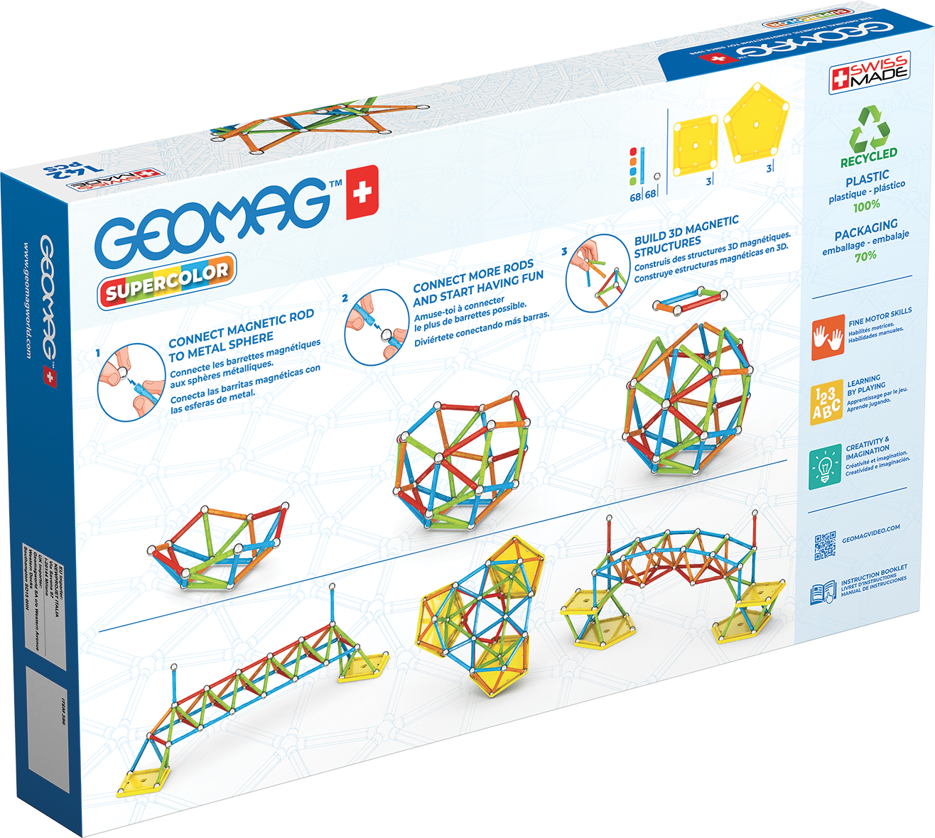 Geomag Supercolor Recycled 142 Pieces Set