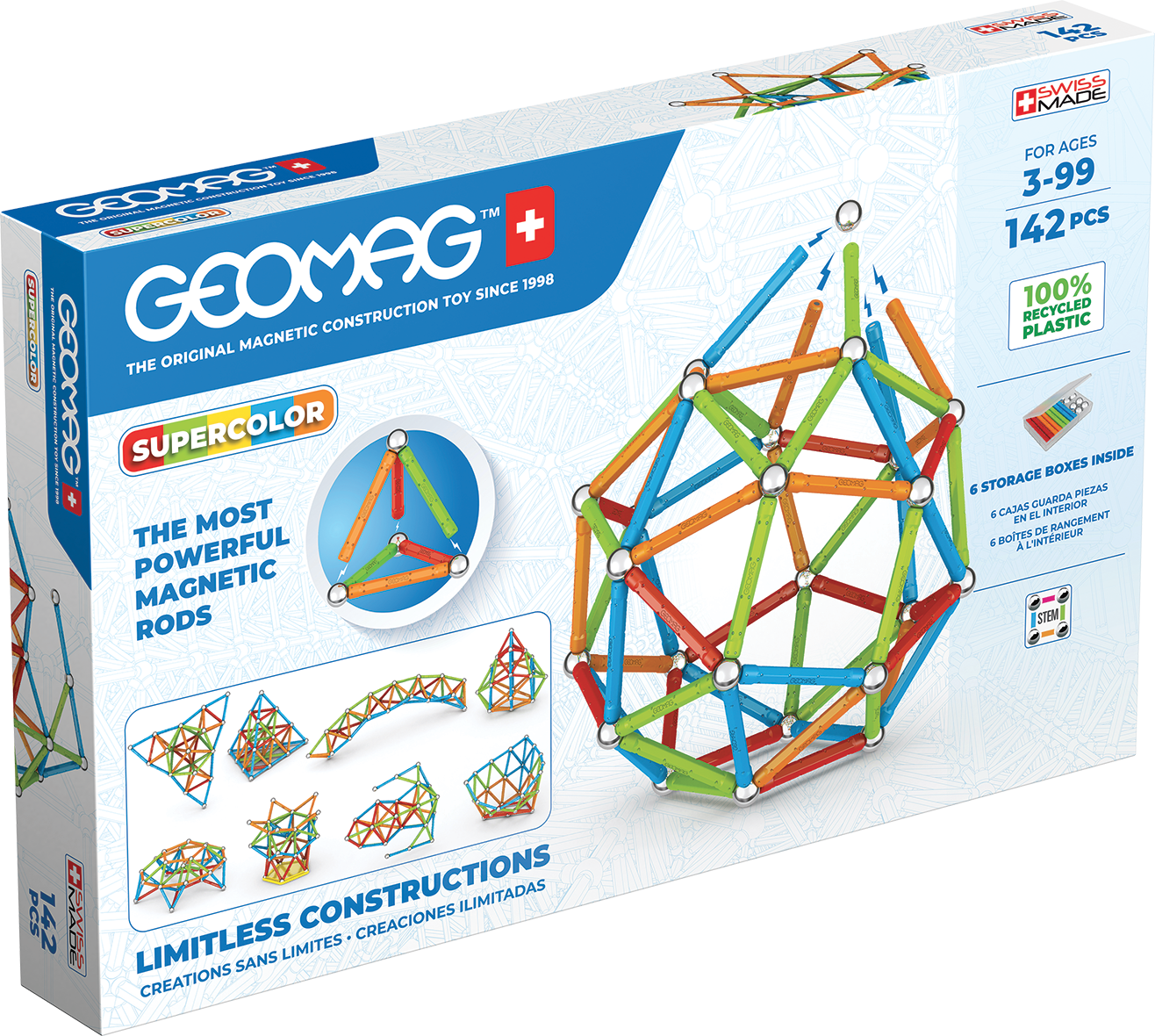 Geomag Supercolor Recycled 142 Pieces Set