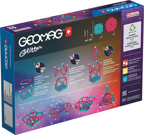 Geomag Glitter Recycled 60 Pieces Set