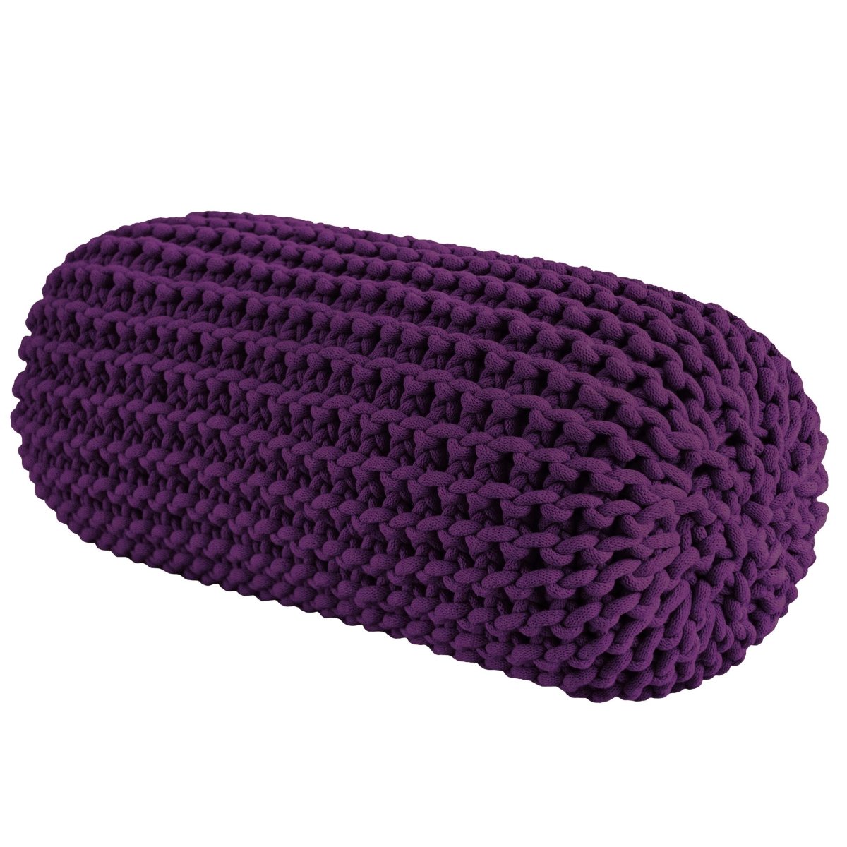 Chunky Knitted Bolster Footrest | AUBERGINE