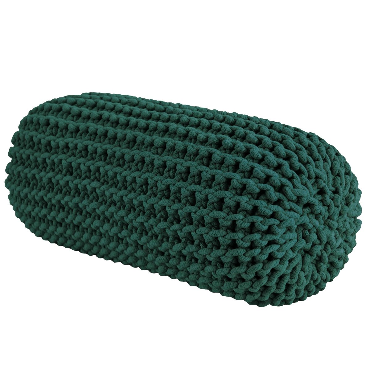 Chunky Knitted Bolster Footrest | BOTTLE GREEN