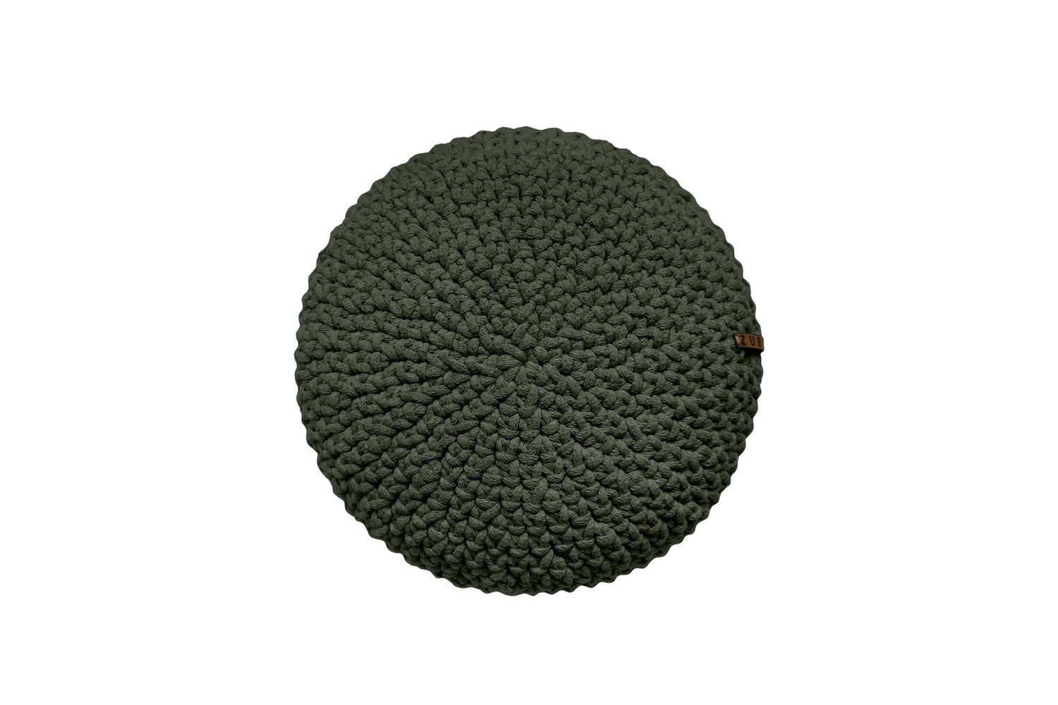 Crochet Round Cushion | OLIVE GREEN