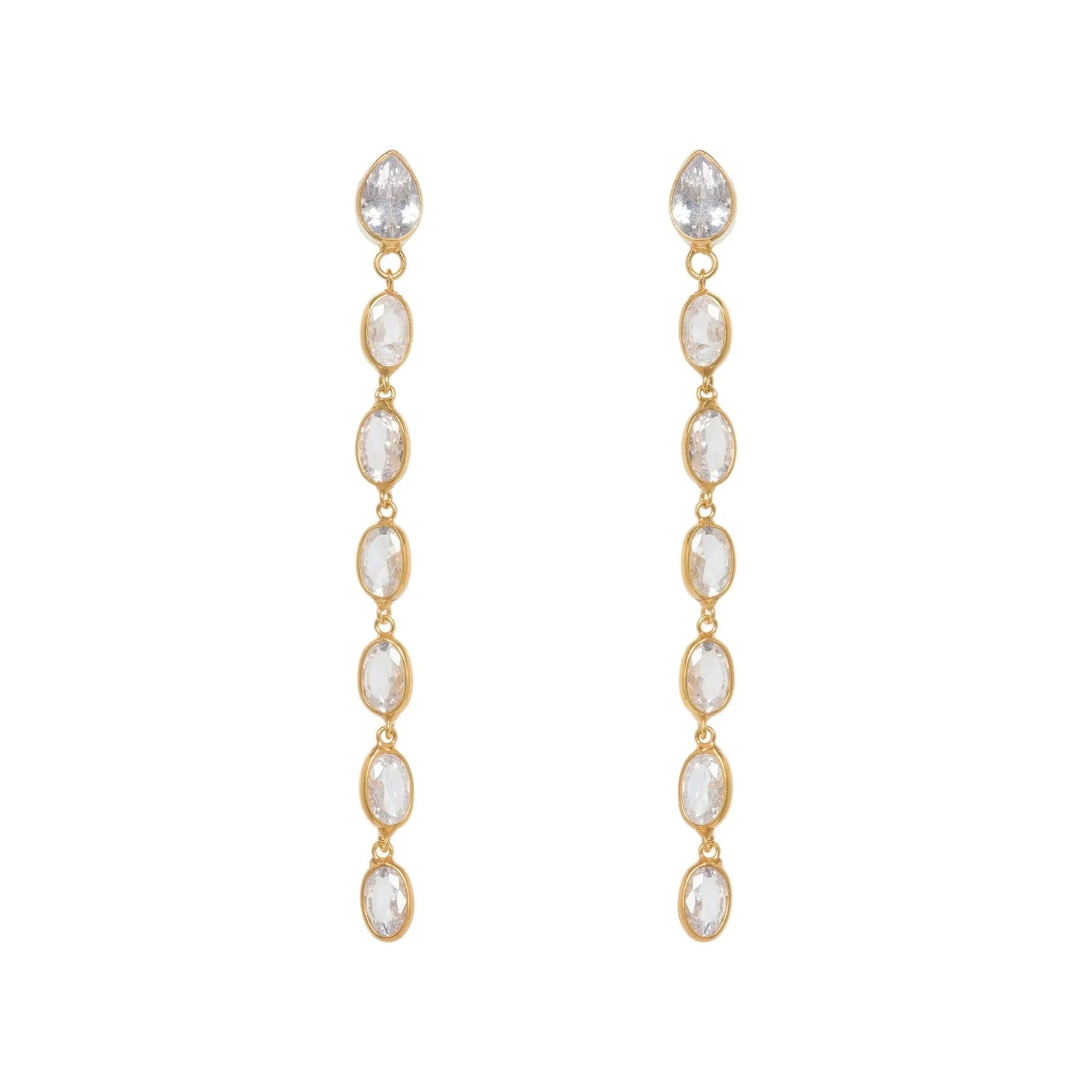 Oval Crystal Framed Long Drops
