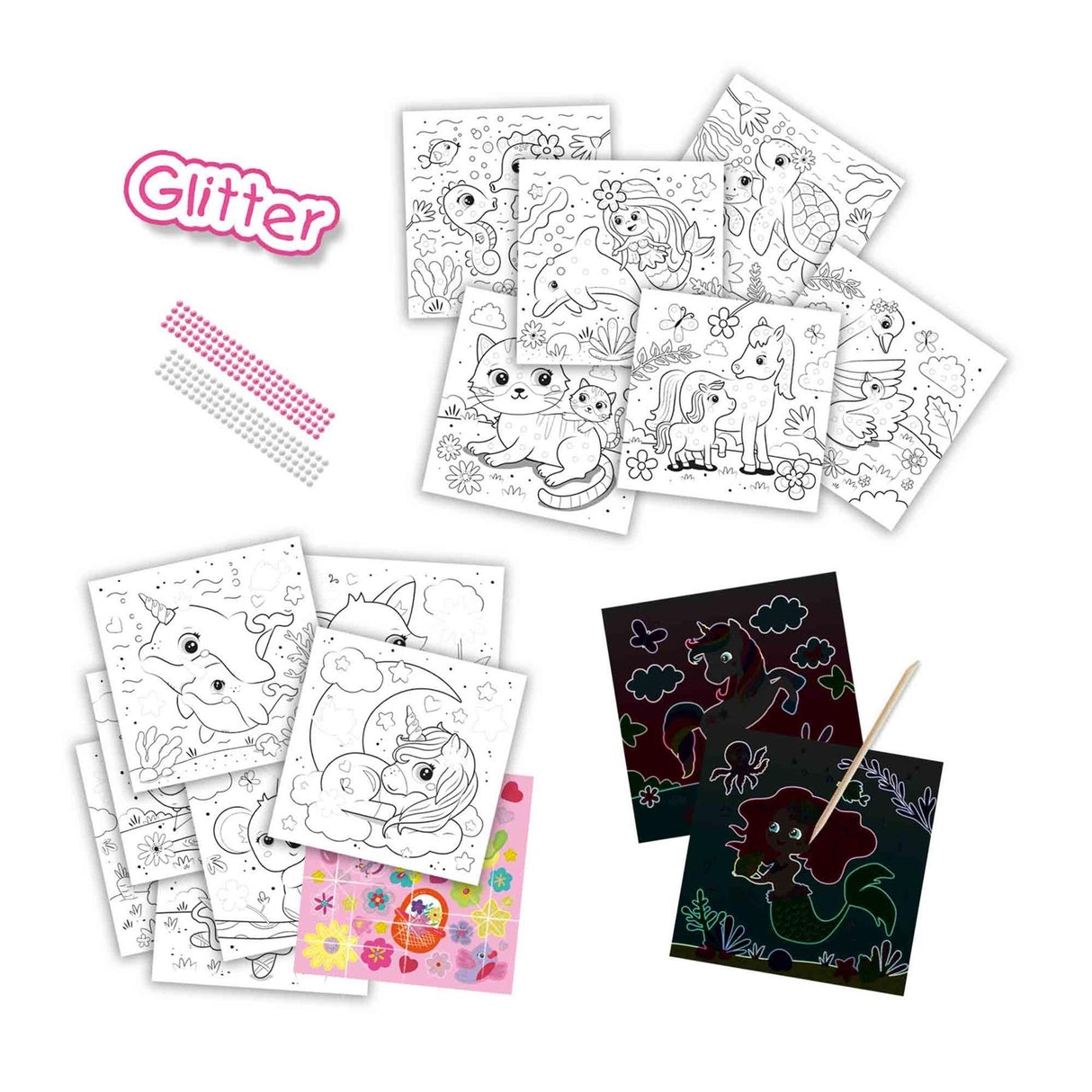 Activity Colouring Book Glitter 3 in 1