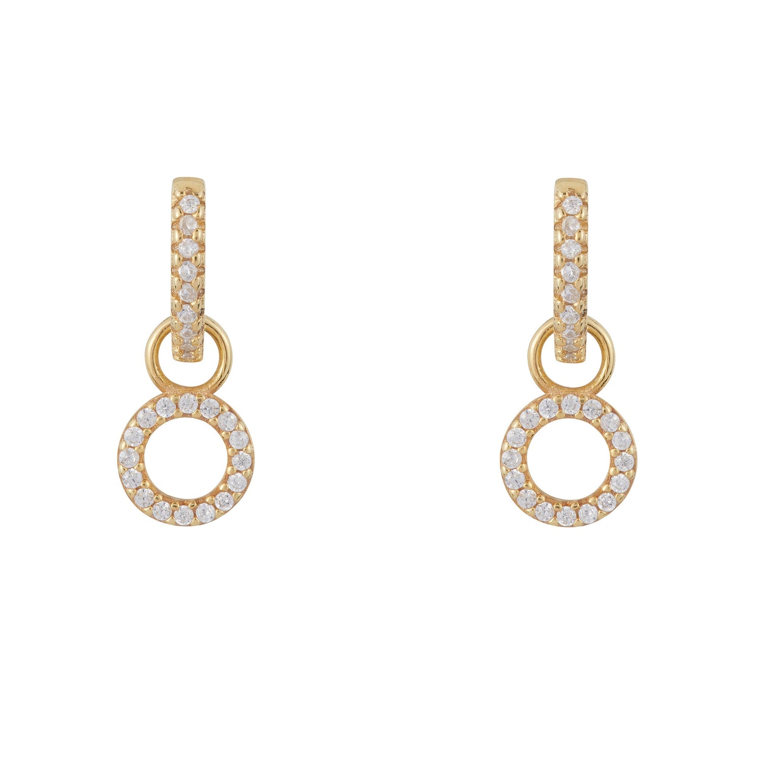 Circle Drop Hoop Huggie Earrings: Gold