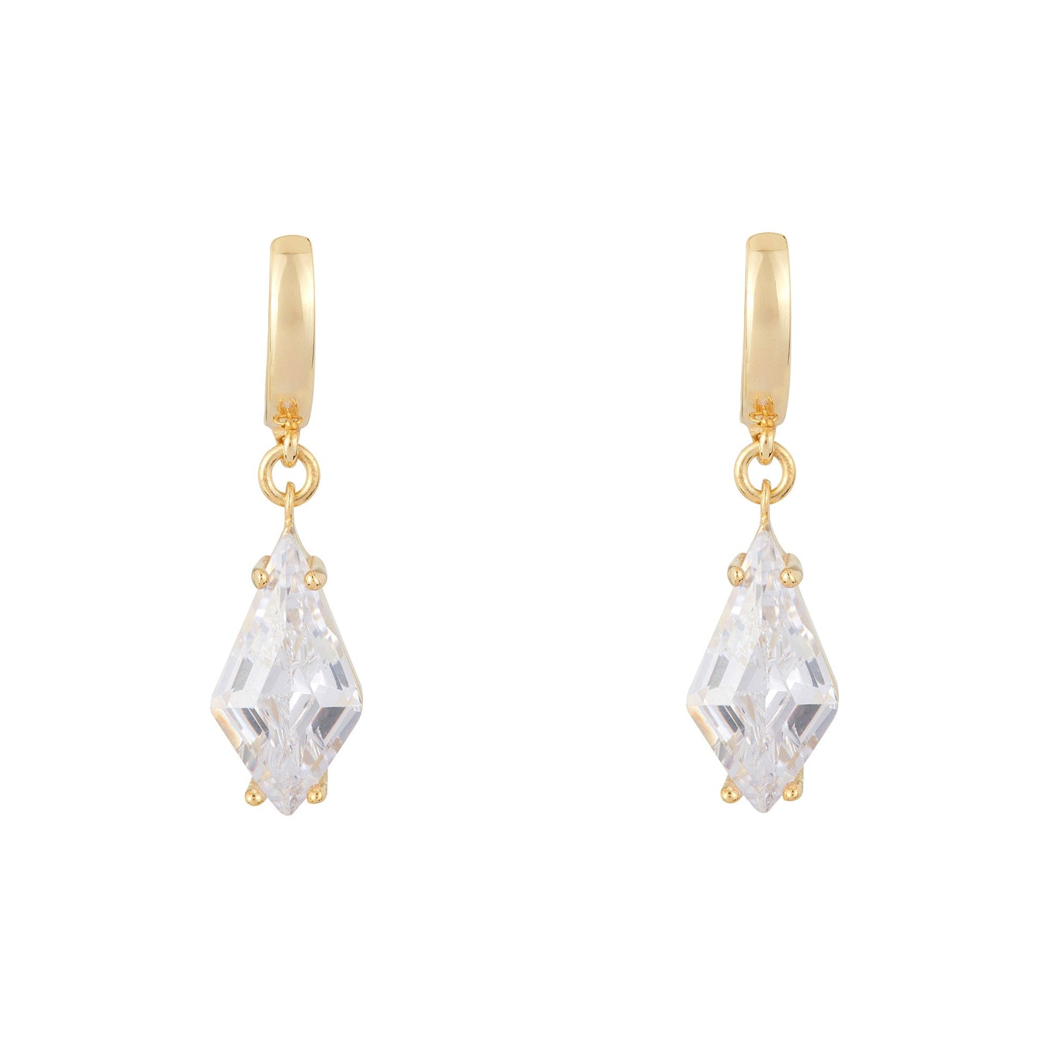 Shine Bright Rhombus Drop Earrings: Gold