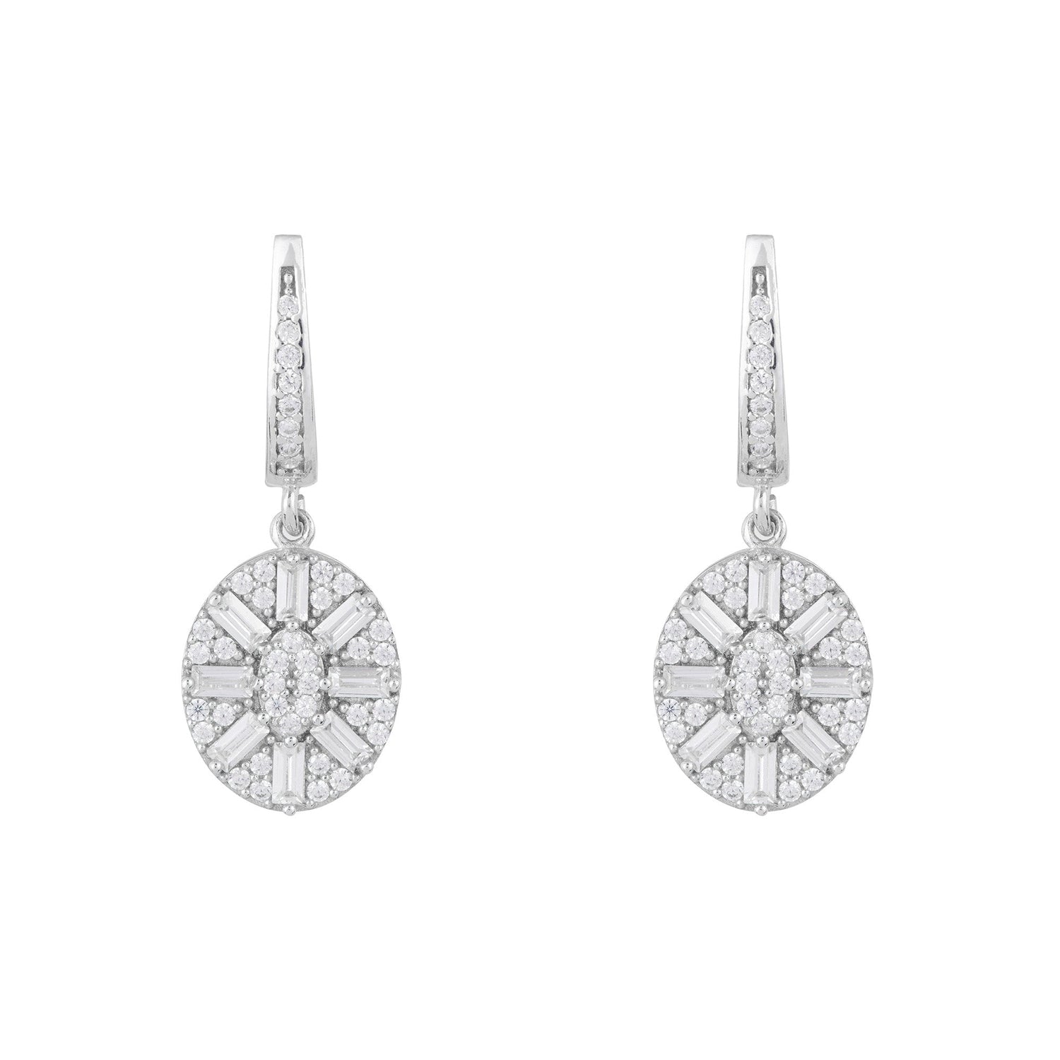 Uptown Oval Drop Earrings: Silver