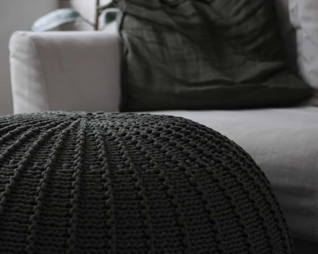 Knitted Pouffe, Large | OLIVE GREEN