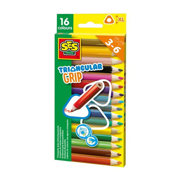 Triangular Grip Colouring Pencils 16 Pieces