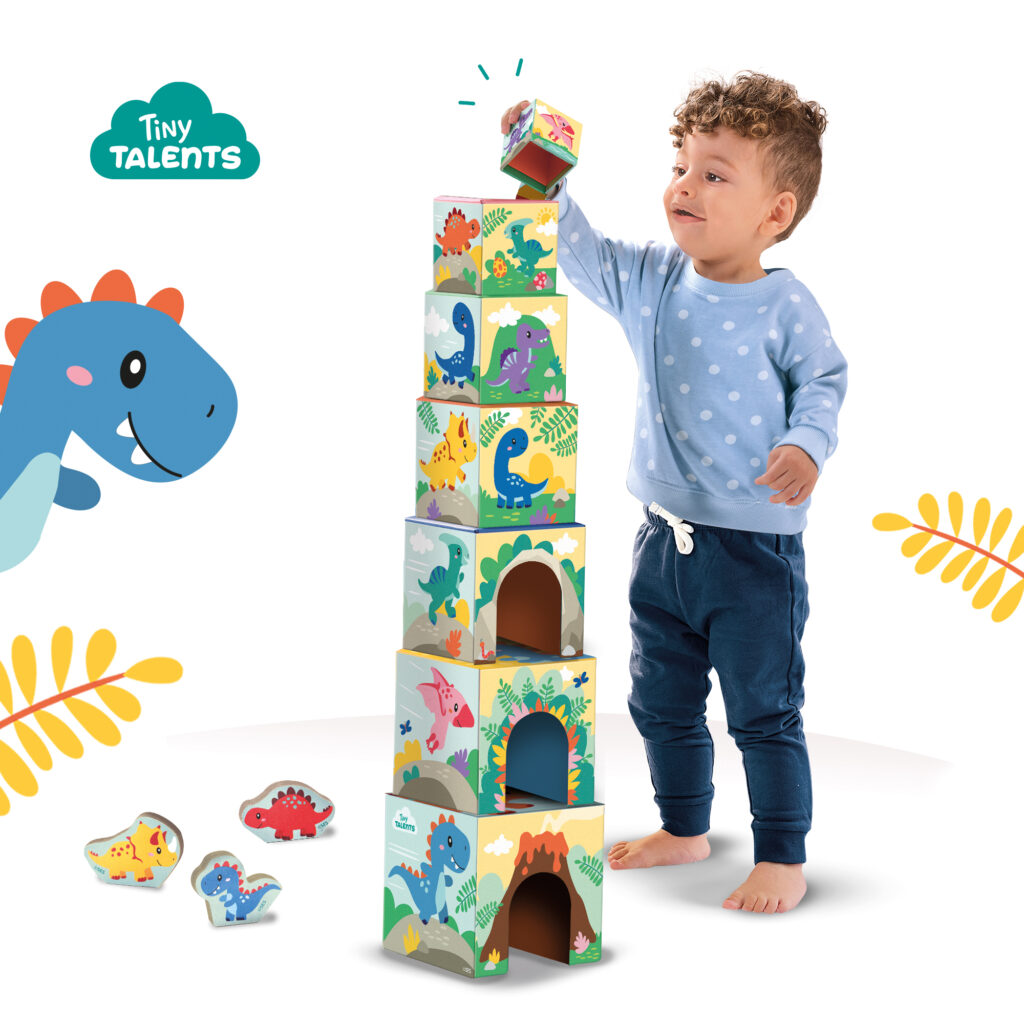 Stacking Blocks Tower With Dino Figures