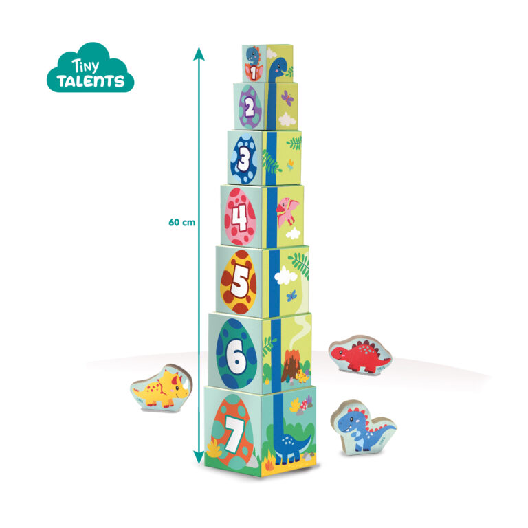 Stacking Blocks Tower With Dino Figures