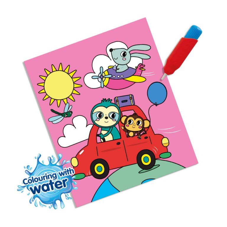 Colouring With Water Book With Water Brush - Travel