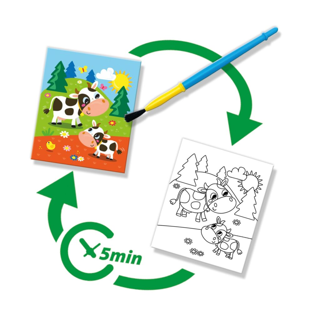 Colouring With Water Book With Water Brush - Farm