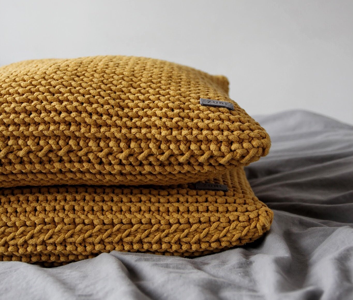 Knitted Cushion | MUSTARD
