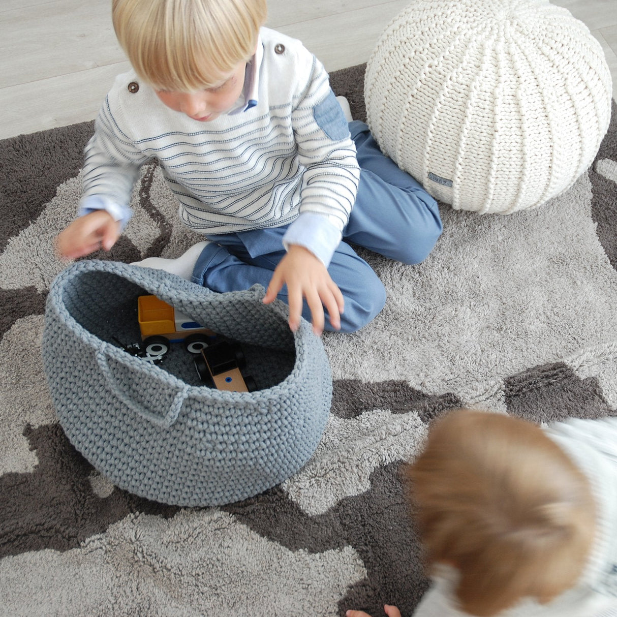 Crochet Basket, Size L | DARK GREY