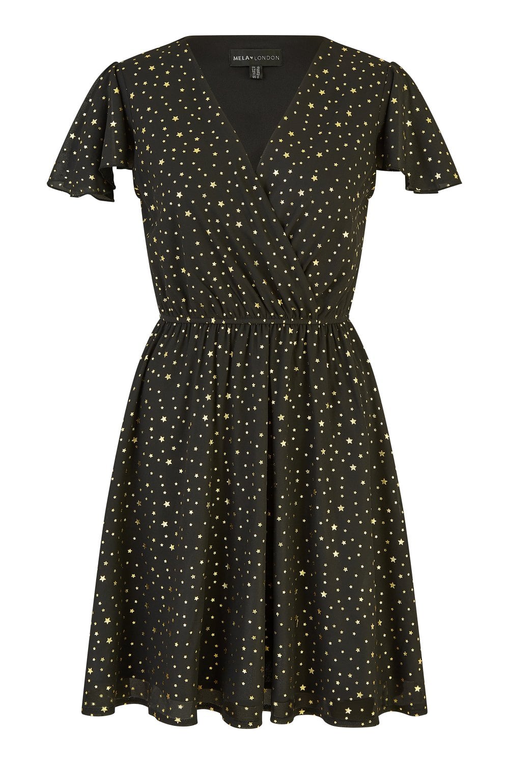 Mela Black Skater Dress With Mini Star Foil Print