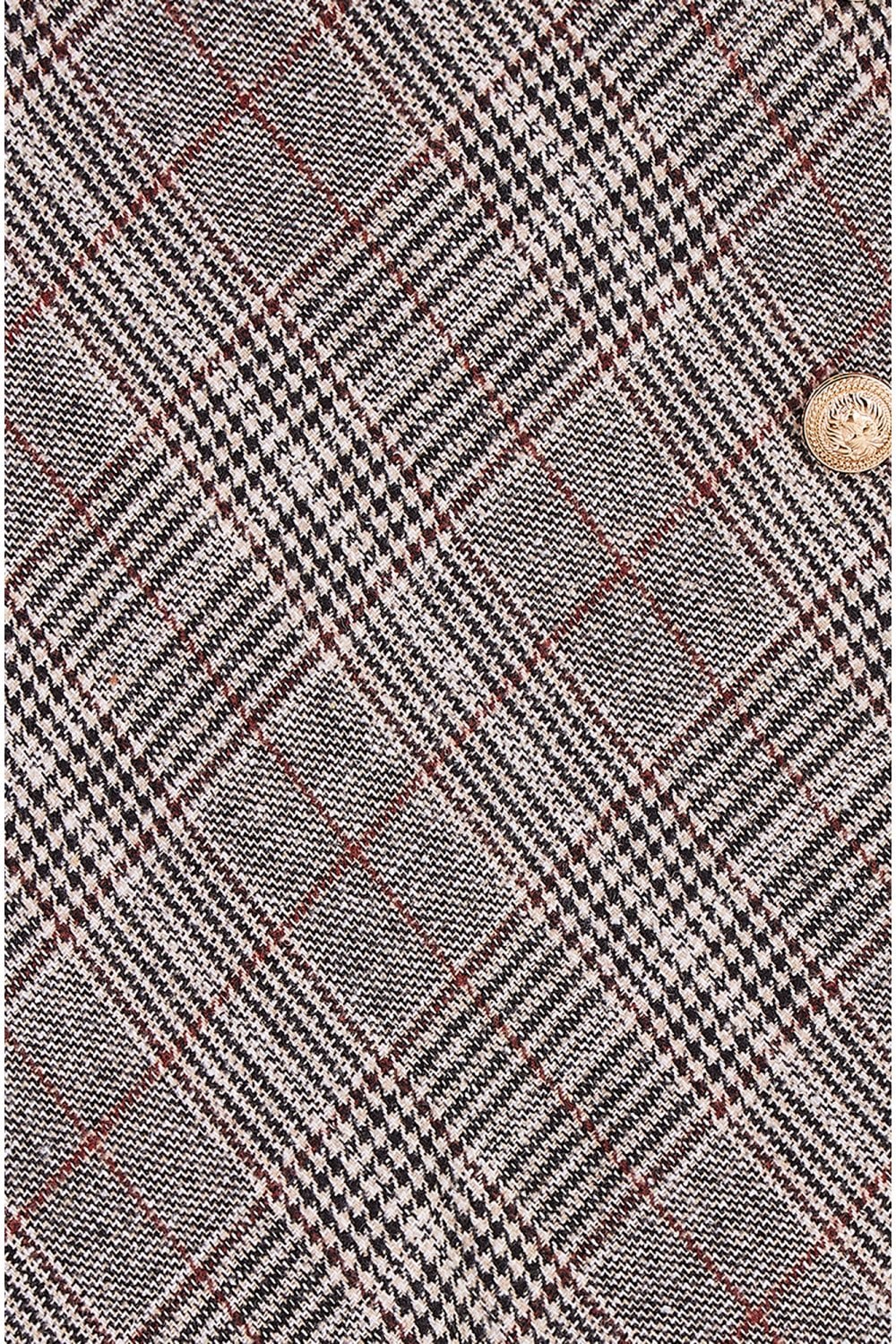 Mela Grey Checked Wrap Mini Skirt With Button Detail